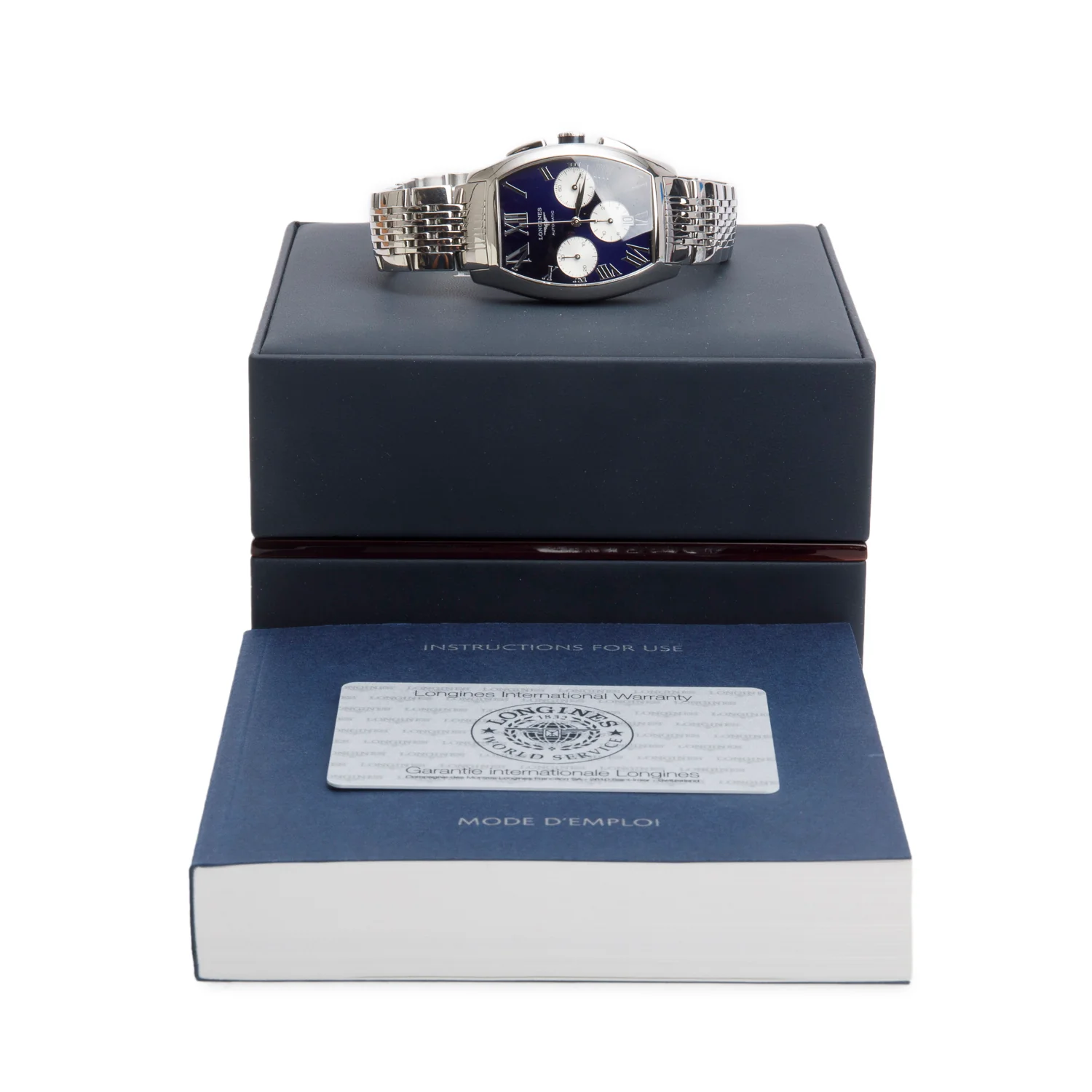Longines Stainless Steel Evidenza Chronograph Automatic Watch Blue Dial w/ Box & Papers - Image 2