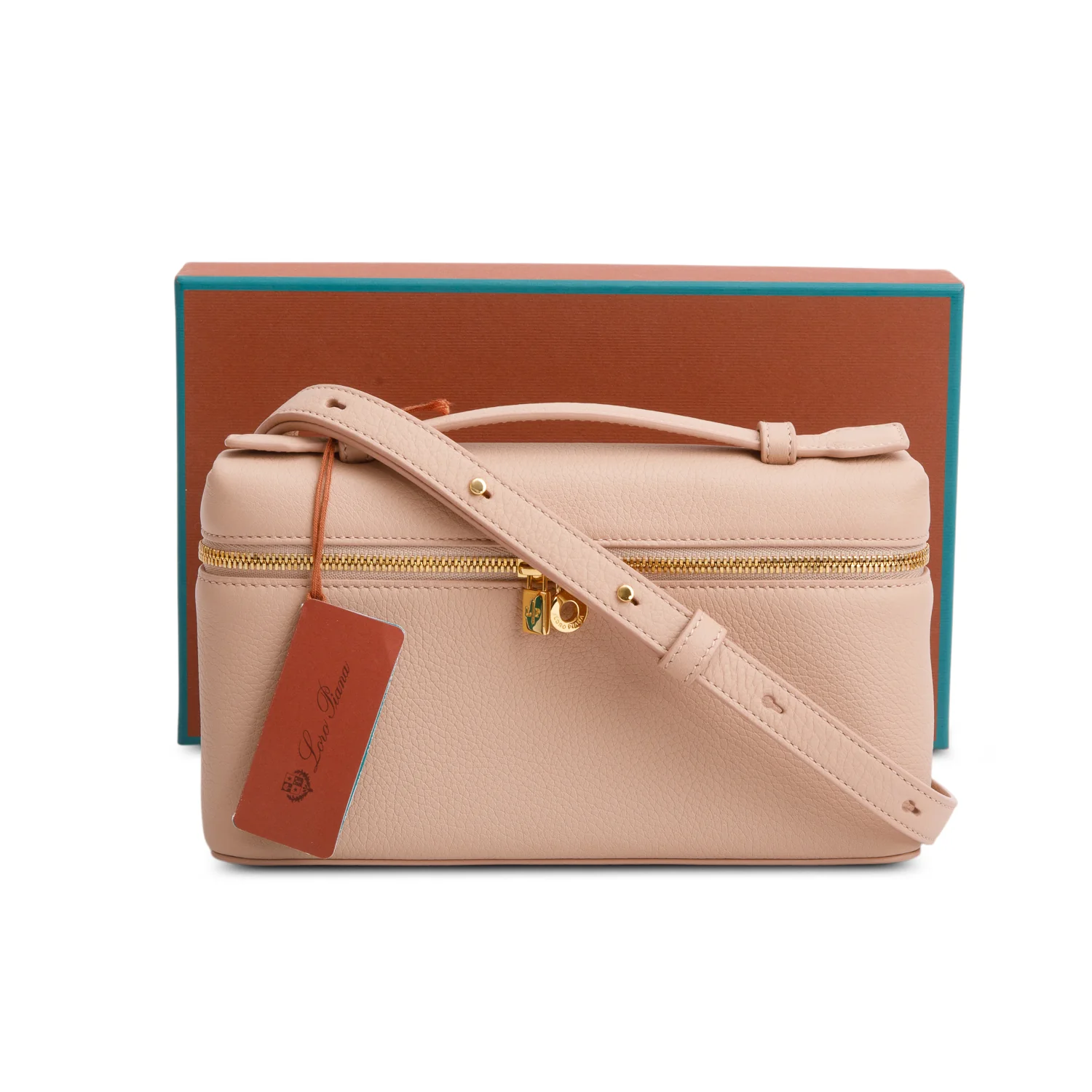Loro Piana Pink Grained Calfskin Leather Extra Pocket L19 Pouch w/ Strap & Box - Image 2