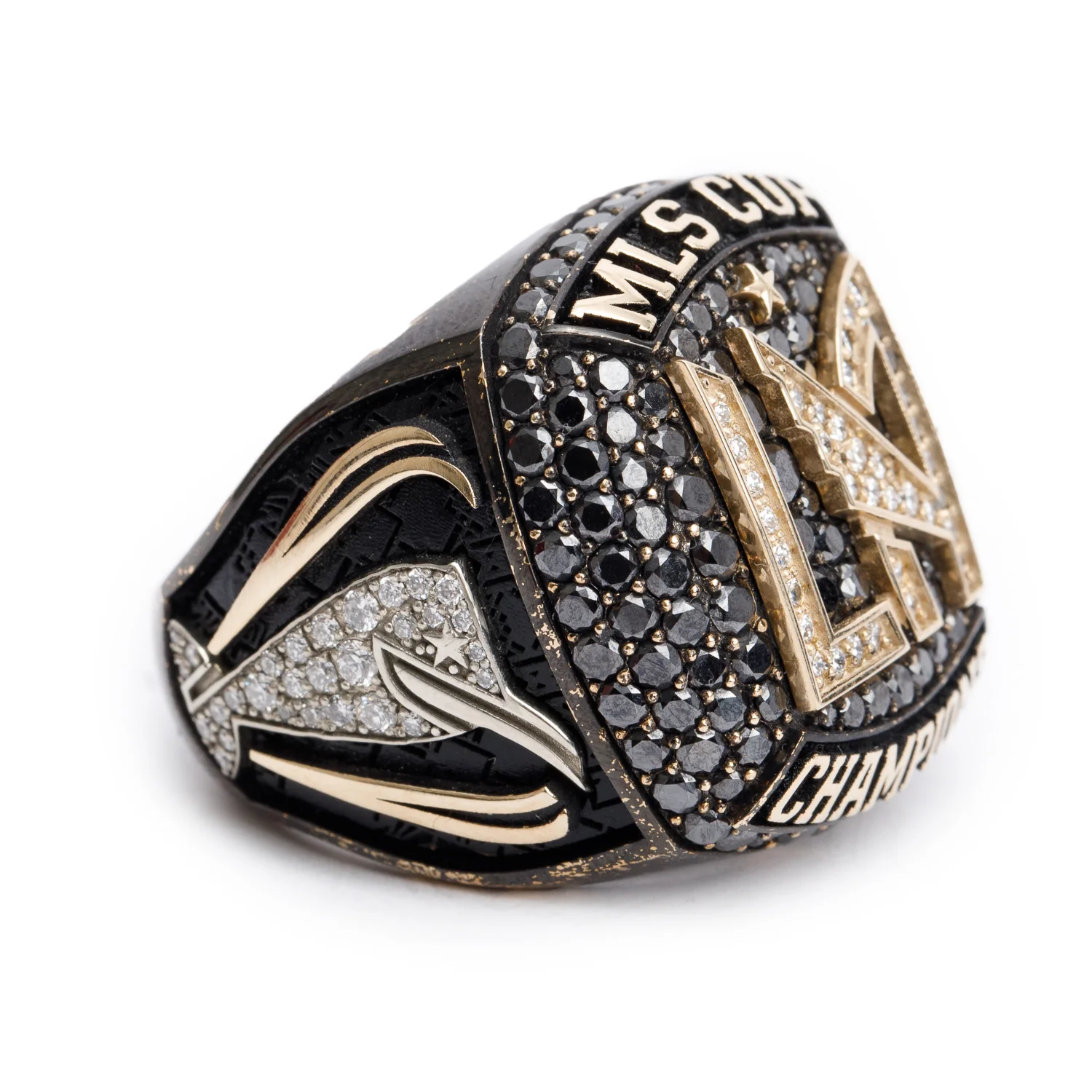 Los Angeles Football Club 2022 MLS Championship 10k Yellow & White Gold Diamond Ring, Size 12 w/ Box - Image 4