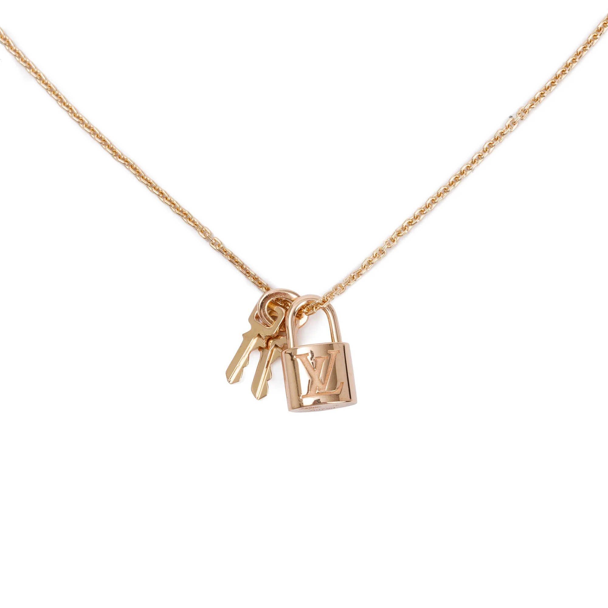 Louis Vuitton 18k Rose Gold Lockit Pendant Necklace w/ Box - Image 4