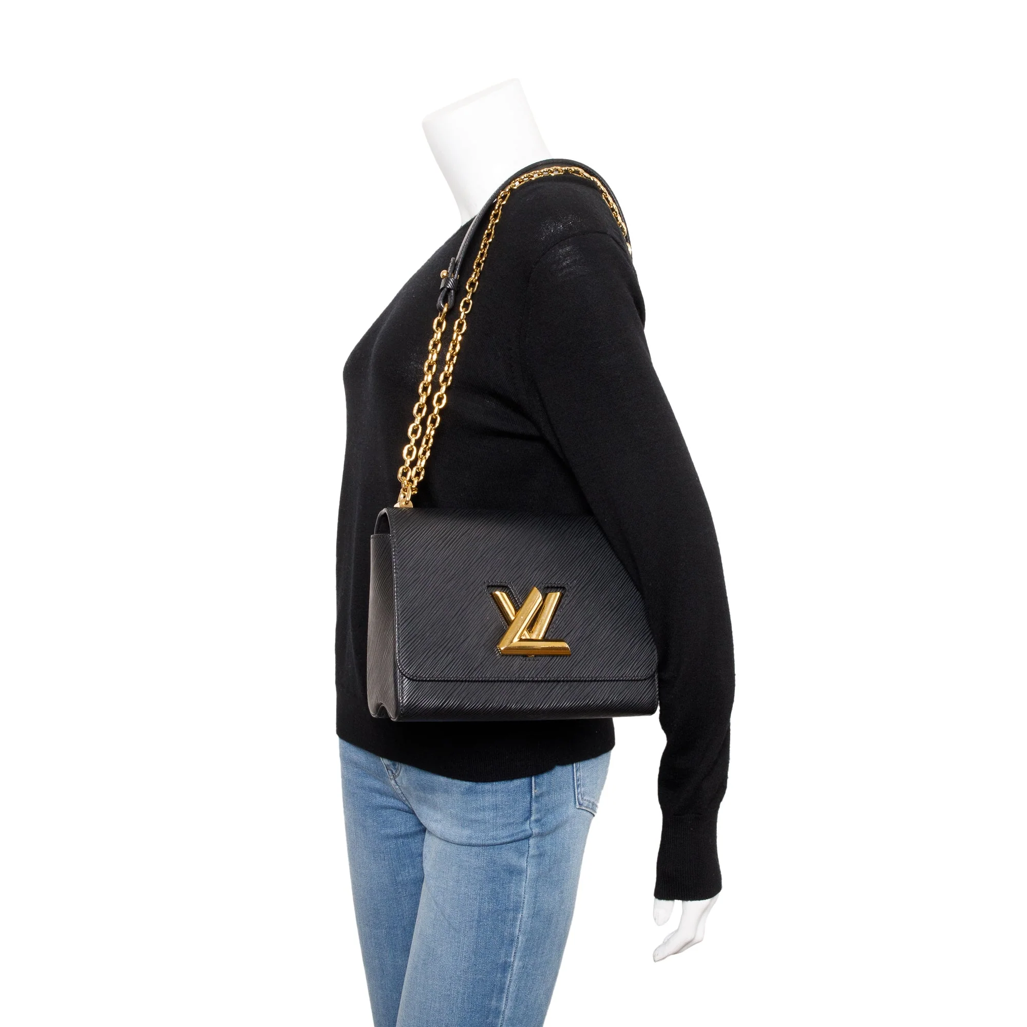 Louis Vuitton 2020 Black Epi Leather Twist MM Bag w/ Box - Image 2