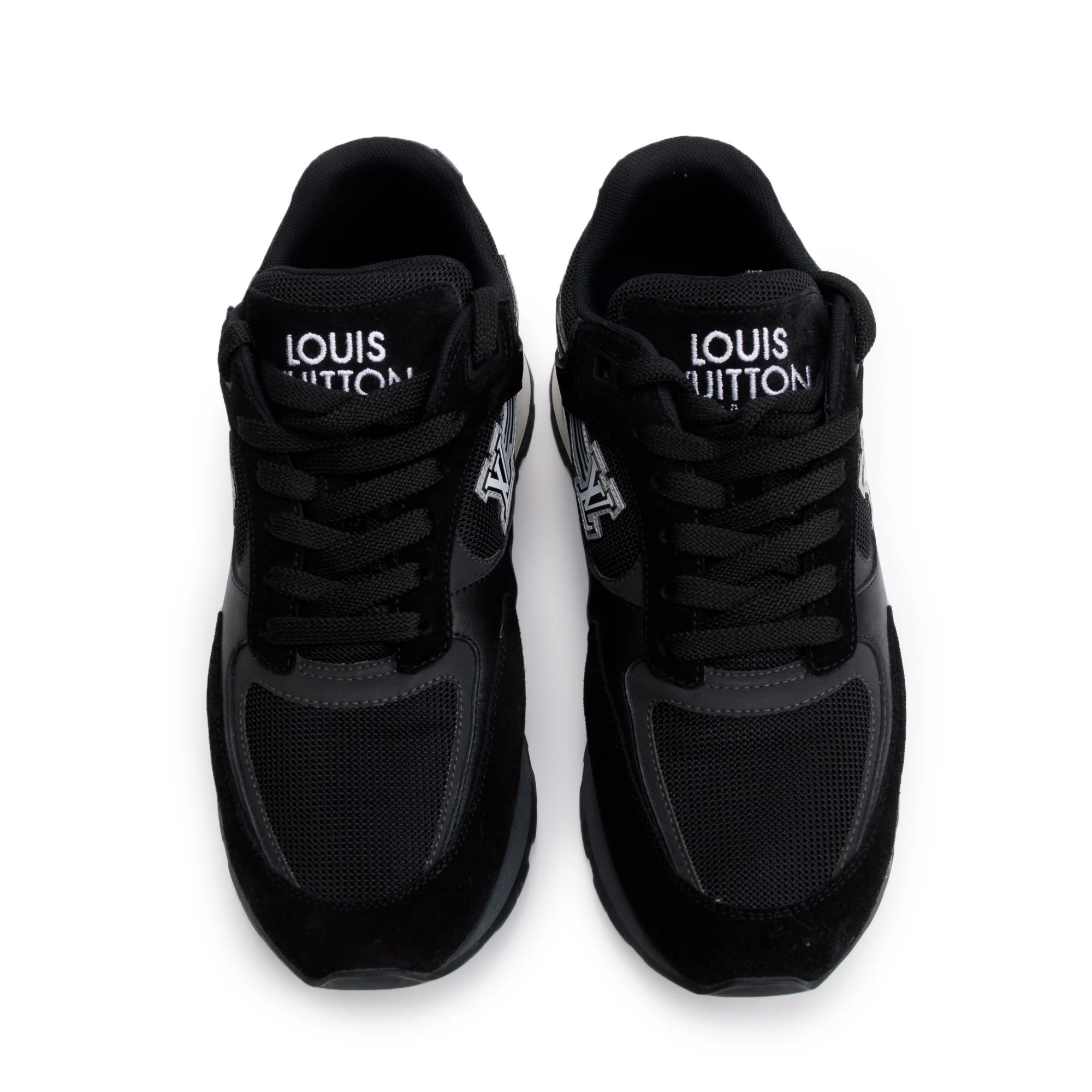 Louis Vuitton 2020 Black Suede Mesh Calfskin Run Away Sneakers, Size 7 w/ Box - Image 3