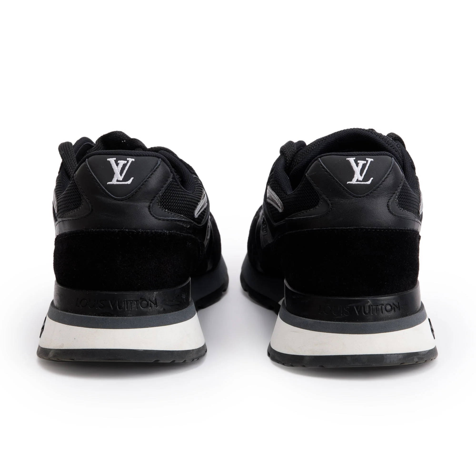 Louis Vuitton 2020 Black Suede Mesh Calfskin Run Away Sneakers, Size 7 w/ Box - Image 6