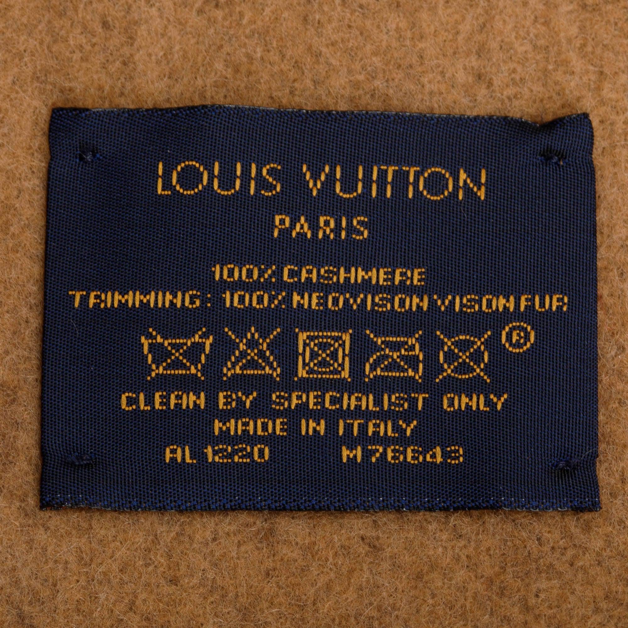 Louis Vuitton 2020 Brown/Beige Cashmere Mink Fur Pocket Monogram Cold Reykjavik Scarf w/ Box - Image 6