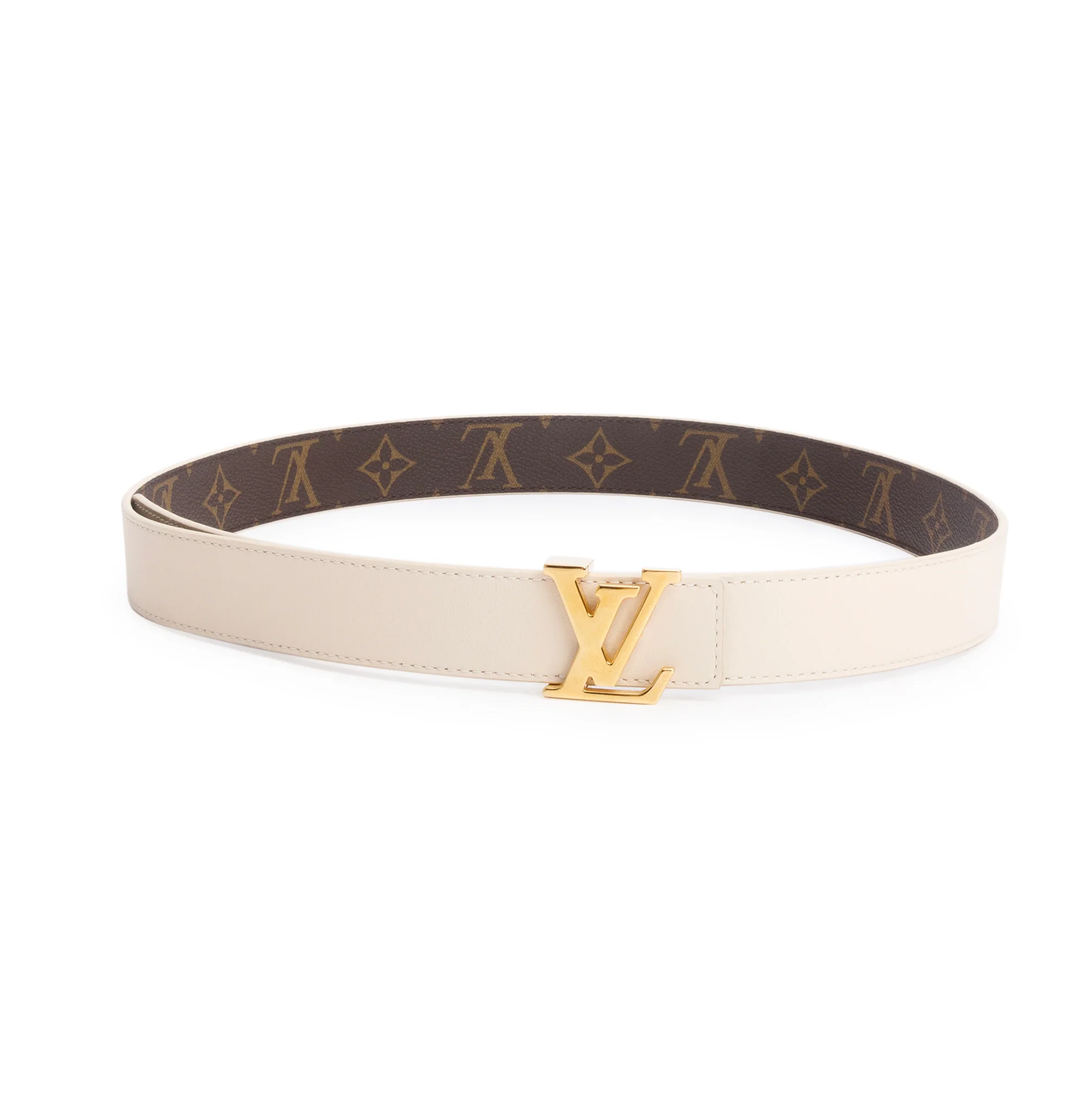 Louis Vuitton 2020 Monogram Beige Cowhide Leather LV Initiales 30 MM Reversible Belt 90 36 w/ Box - Image 3