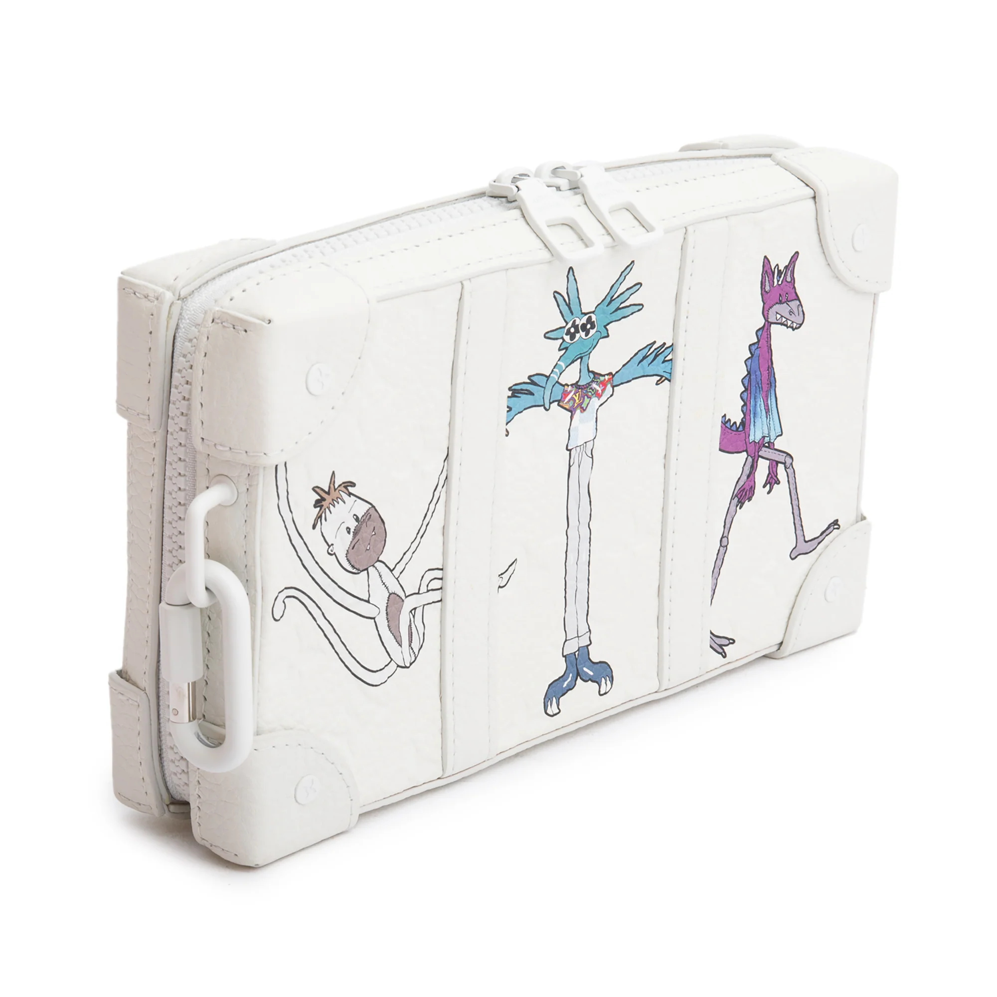 Louis Vuitton 2020 White Monogram Taurillon LV Friends Soft Trunk Wallet Crossbody w/ Strap &Box - Image 4