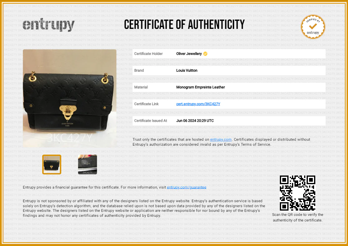 Louis Vuitton 2021 Black Monogram Empreinte Leather Vavin PM w/ Box & Receipt - Image 9