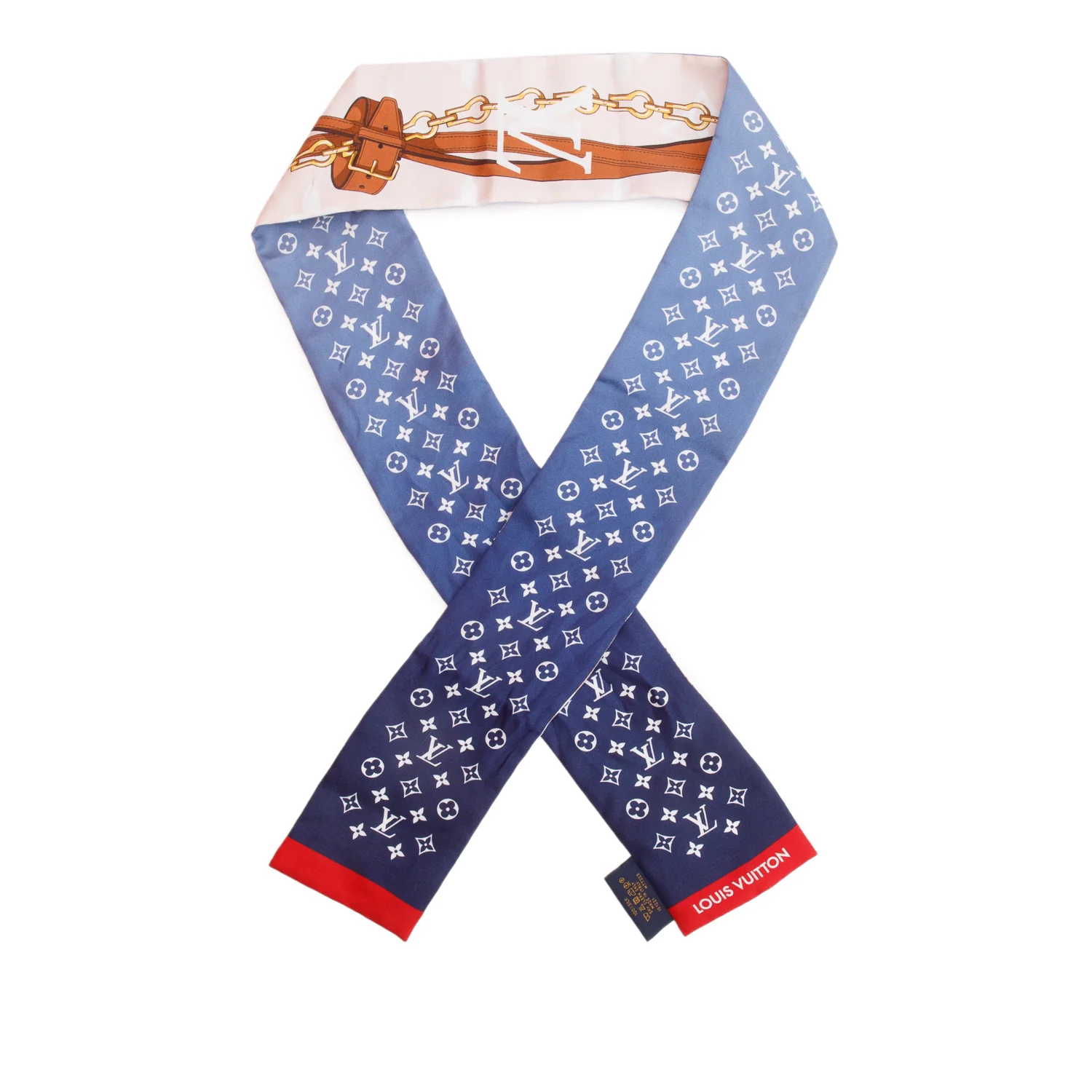 Louis Vuitton 2021 Blue/Multicolor Monogram 'All That Straps' Silk Bandeau w/ Box & Receipt