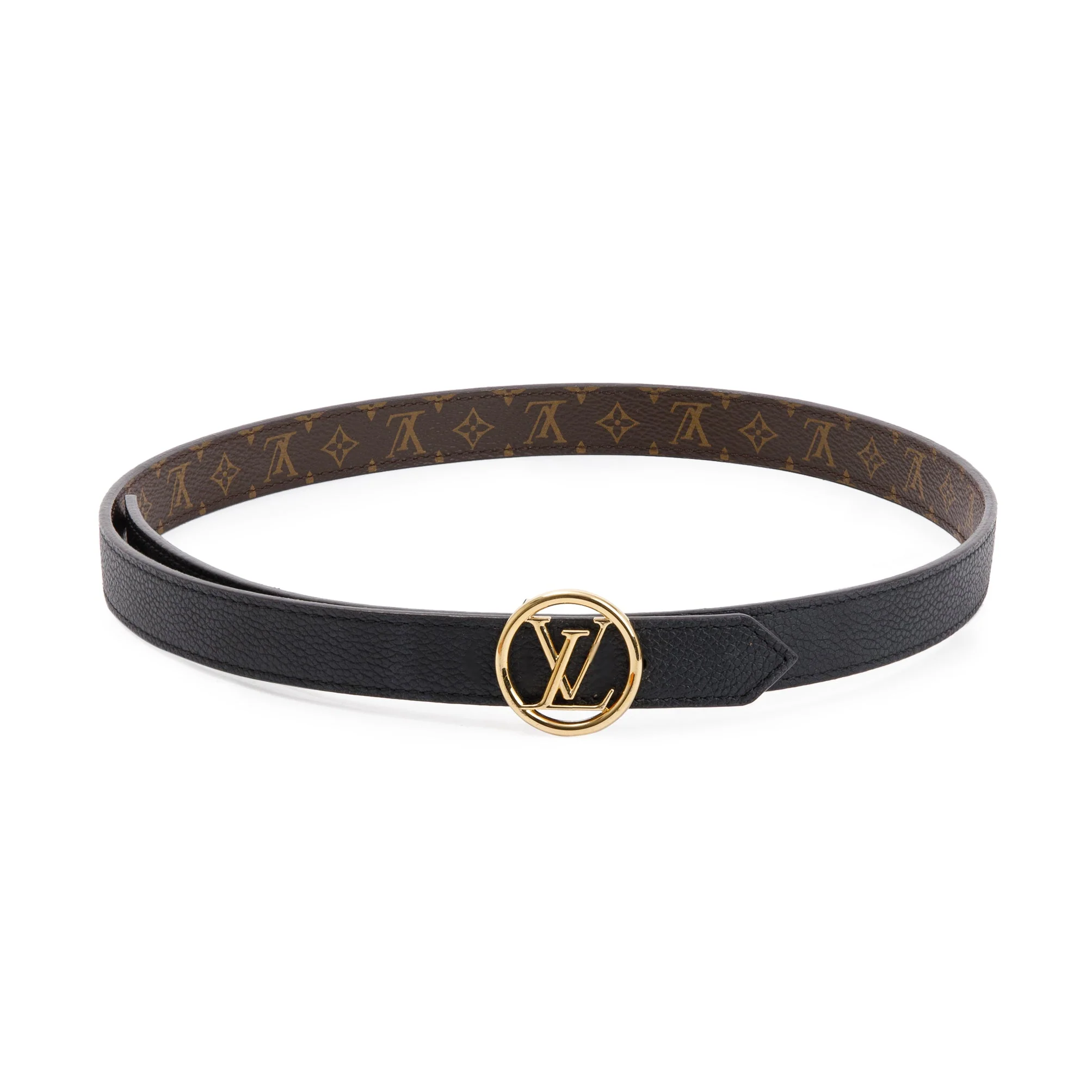 Louis Vuitton 2021 Monogram Canvas & Black Leather Circle LV 20 MM Reversible Belt, Size 75 30 w/ Box & Receipt - Image 3