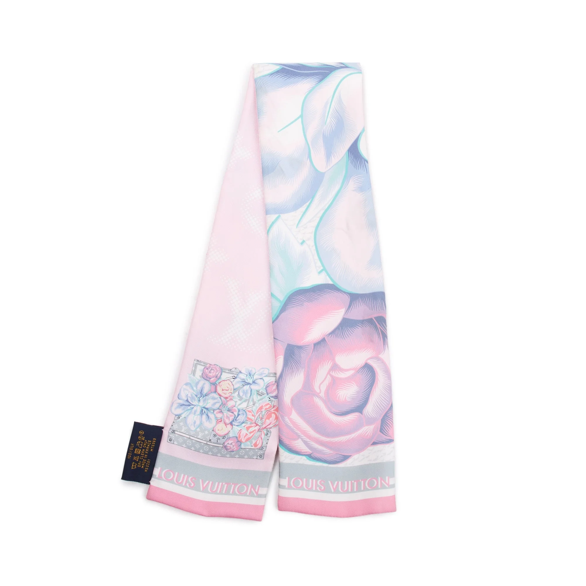 Louis Vuitton 2021 Pink & Multicolour Silk Malle Fleurs Bandeau w/ Box & Receipt