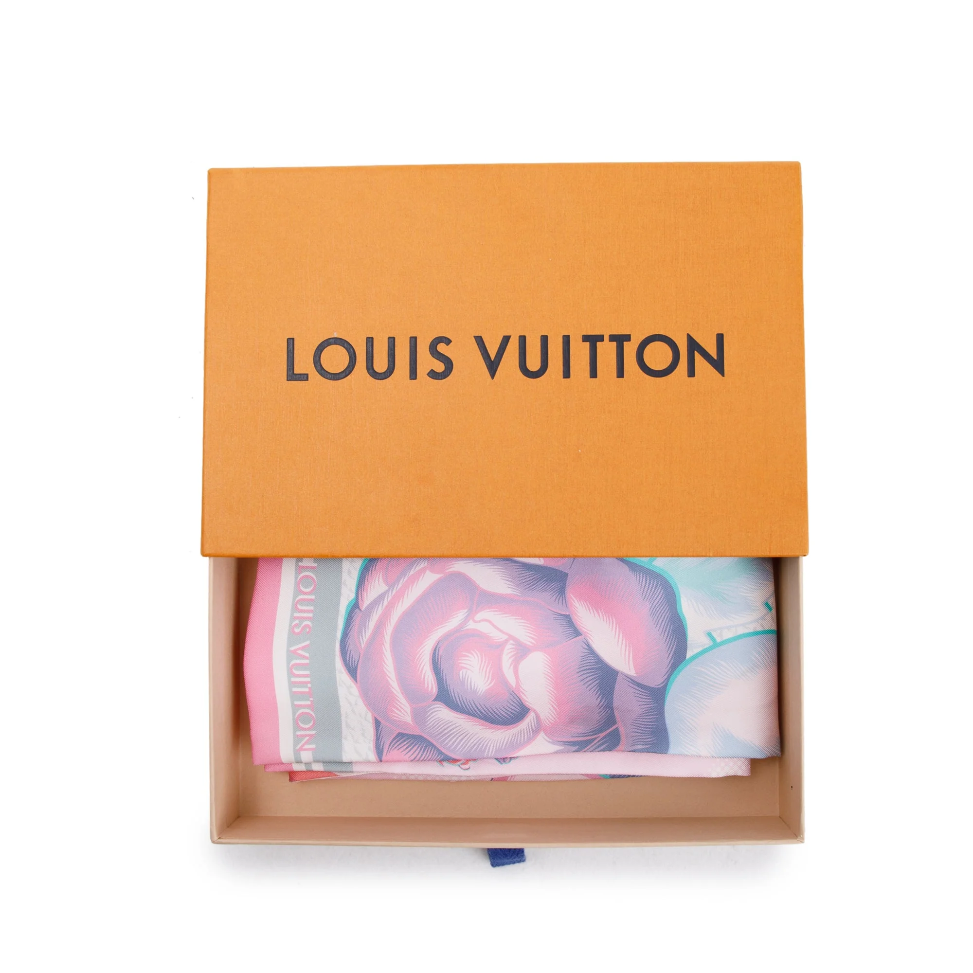 Louis Vuitton 2021 Pink & Multicolour Silk Malle Fleurs Bandeau w/ Box & Receipt - Image 2