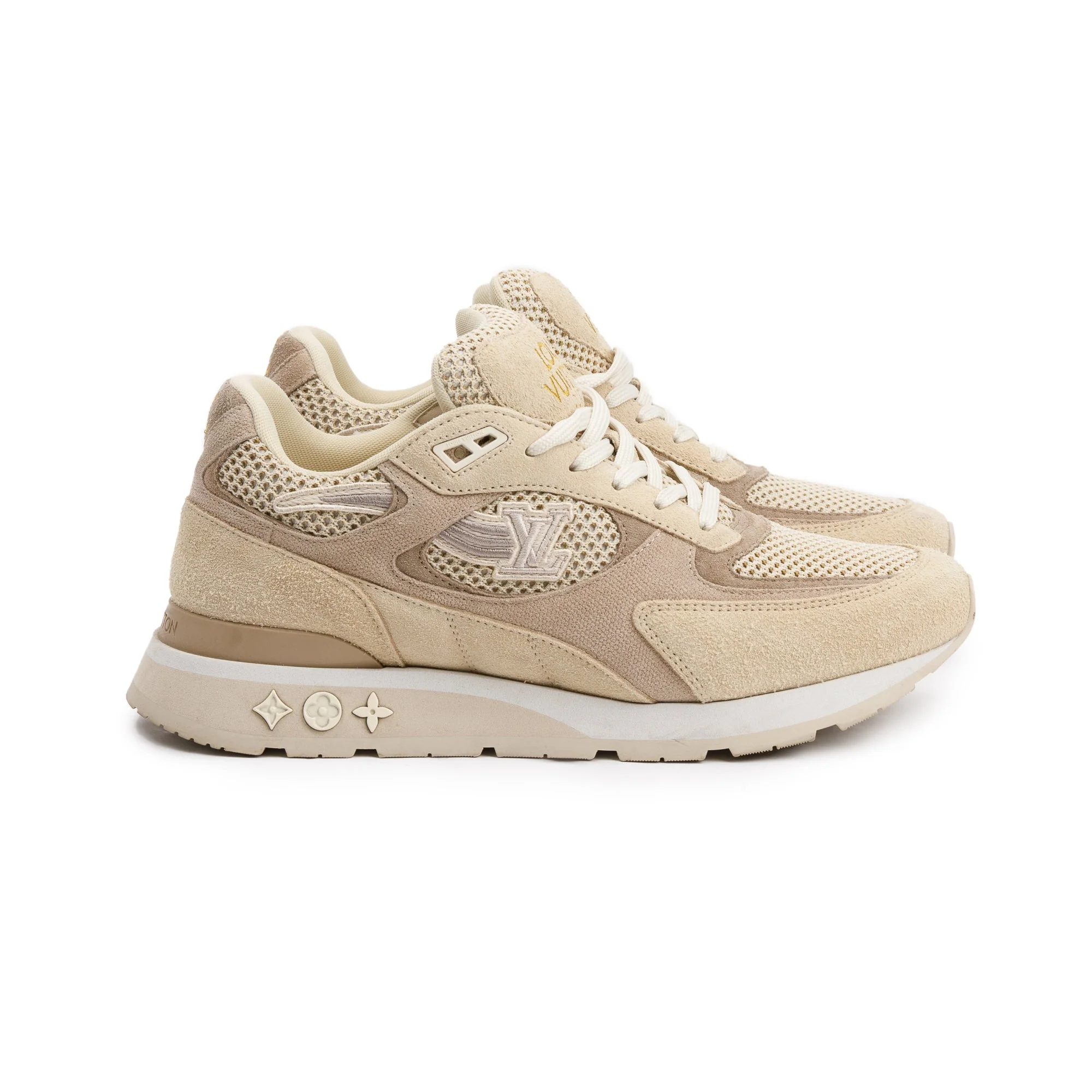 Louis Vuitton 2022 Beige Suede LV Trainer Sneakers, Size 7 w/ Box - Image 3