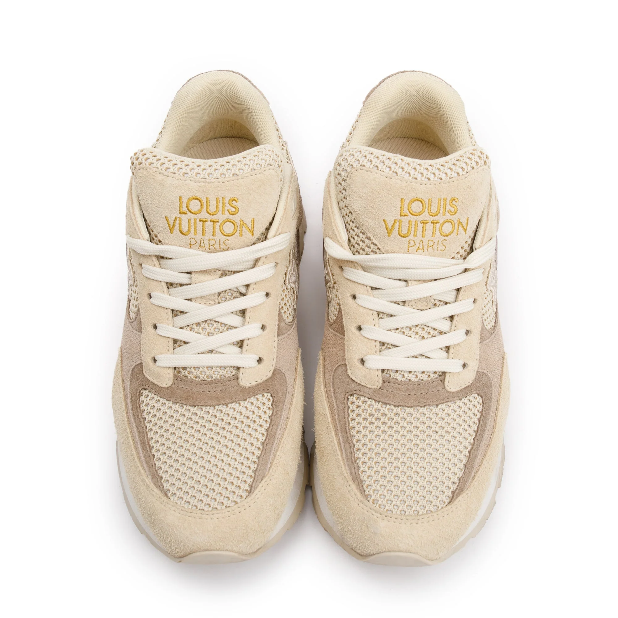 Louis Vuitton 2022 Beige Suede LV Trainer Sneakers, Size 7 w/ Box - Image 4