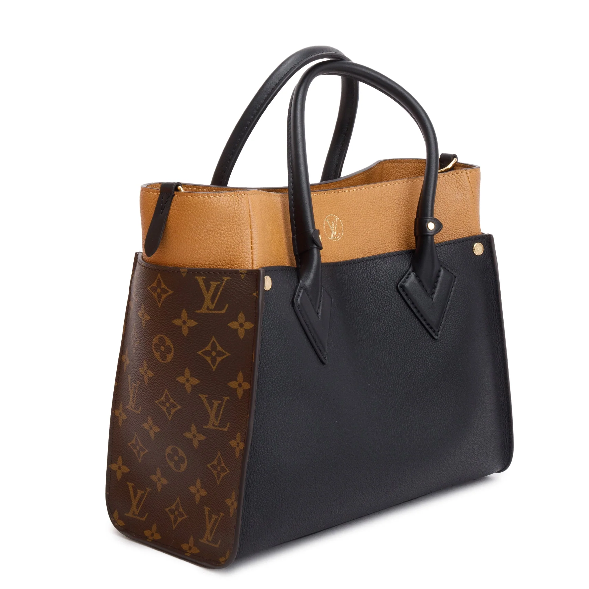 Louis Vuitton 2022 Black Calf Monogram On My Side MM Tote w/ Strap & Box - Image 4