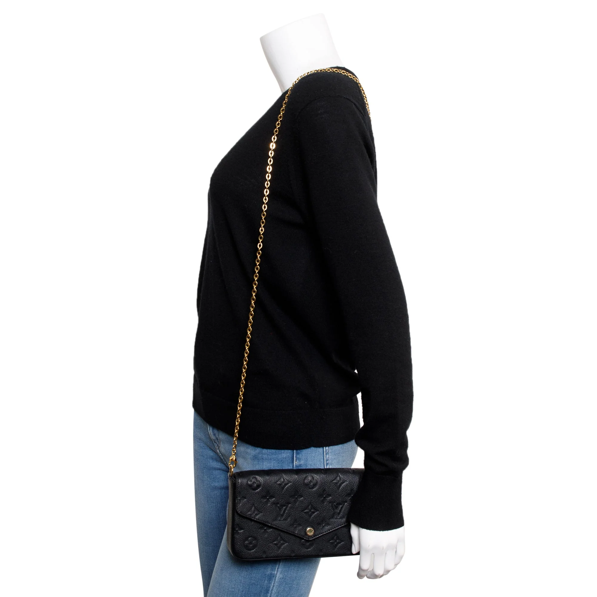 Louis Vuitton 2022 Black Monogram Empreinte Leather Felicie Pochette w/ Receipt & Inserts - Image 2