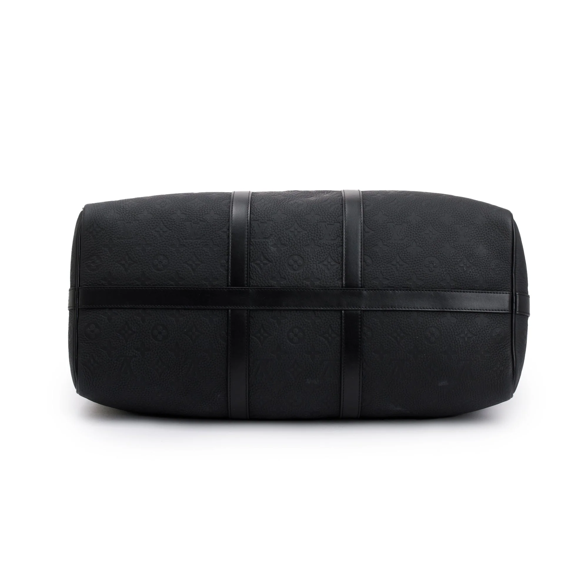 Louis Vuitton 2022 Black Taurillon Monogram Embossed Leather Keepall Bandouliere 50 w/ Strap - Image 6