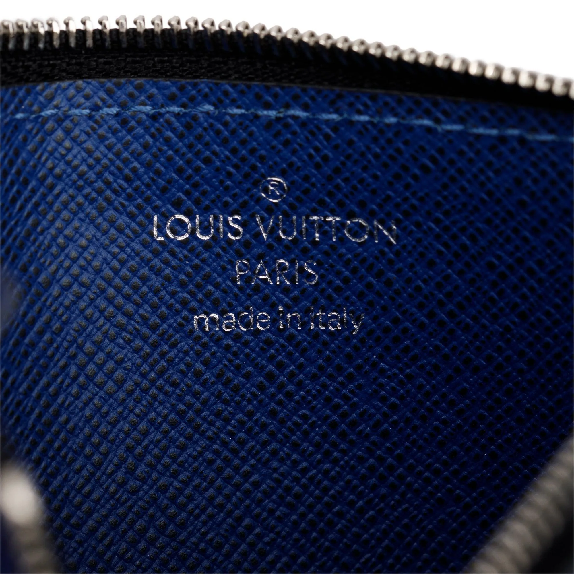 Louis Vuitton 2022 Cobalt Blue Monogram & Taigarama Leather Coin Card Holder - Image 4
