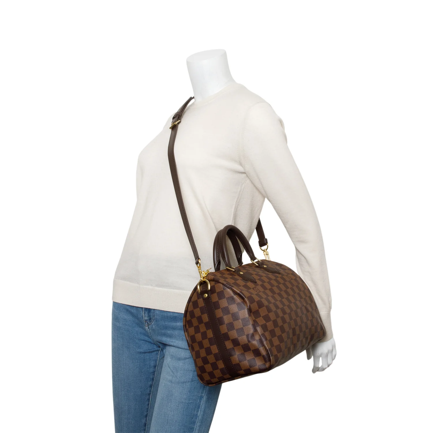 Louis Vuitton 2022 Damier Ebene Speedy Bandouliere 30 w/ Strap & Receipt - Image 2