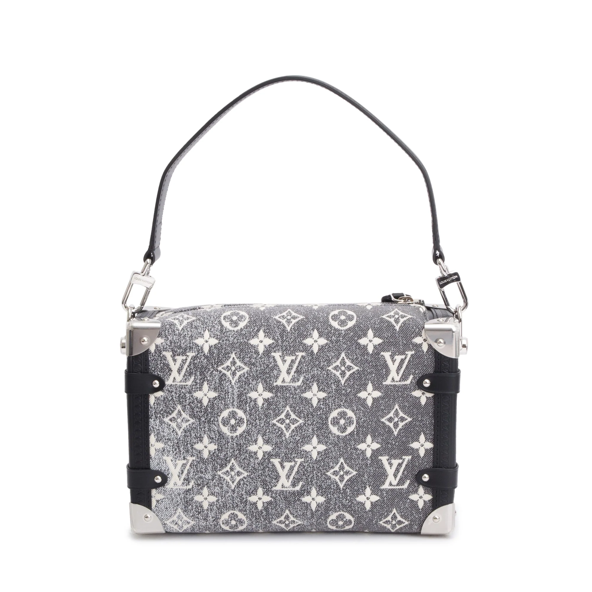 Louis Vuitton 2022 Grey Monogram Denim Side Trunk PM w/ Strap - Image 5