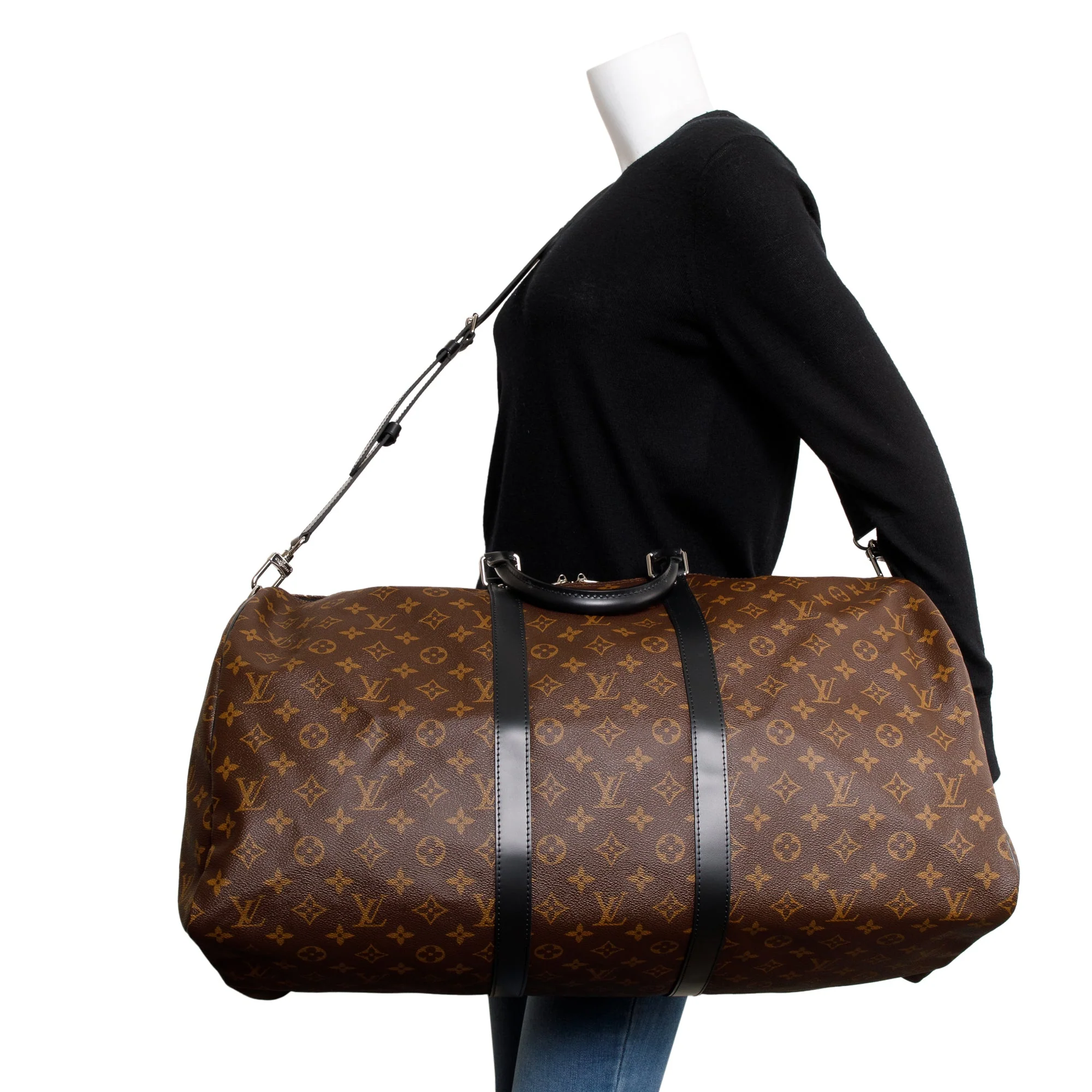 Louis Vuitton 2022 Monogram Macassar Keepall Bandouliere 55 w/ Strap - Image 2
