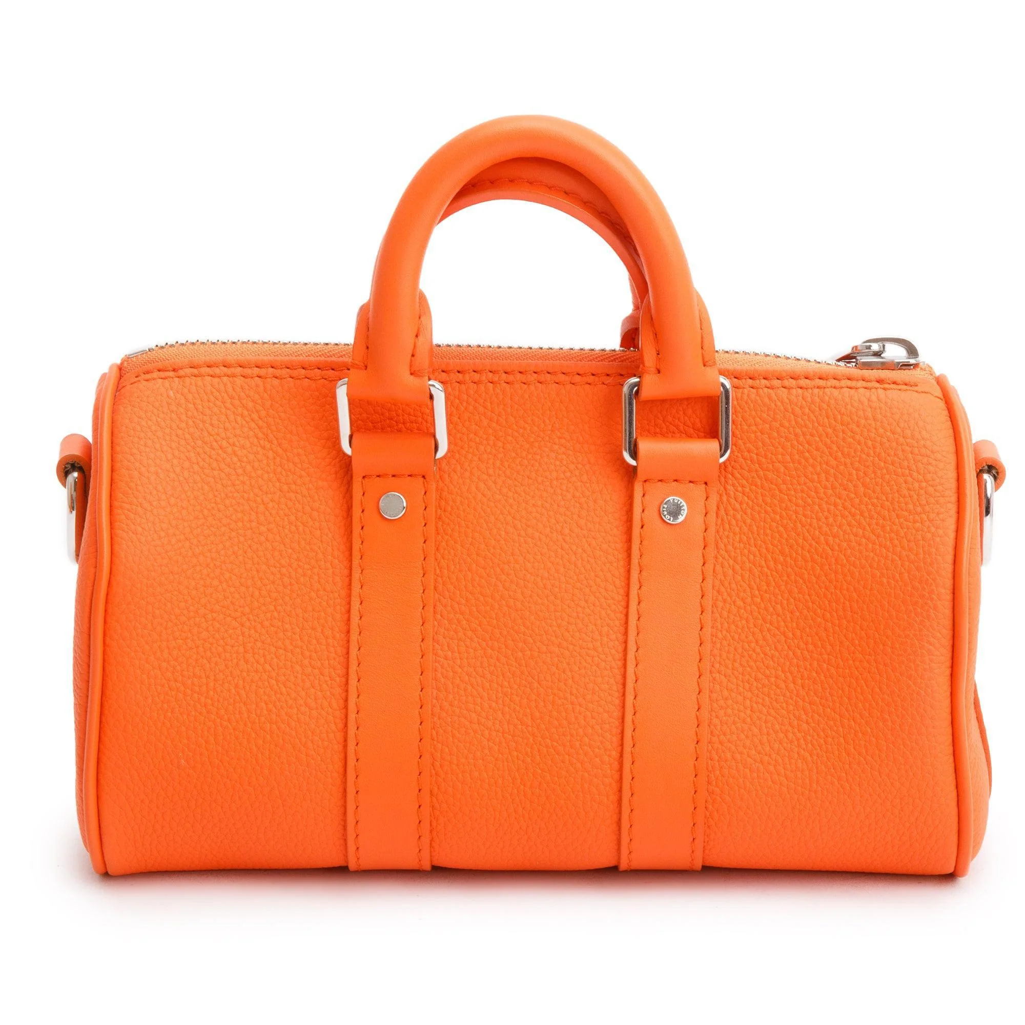 Louis Vuitton 2022 Orange Leather XS Aerogram Keepall Bag w/ Box & Strap - Image 5