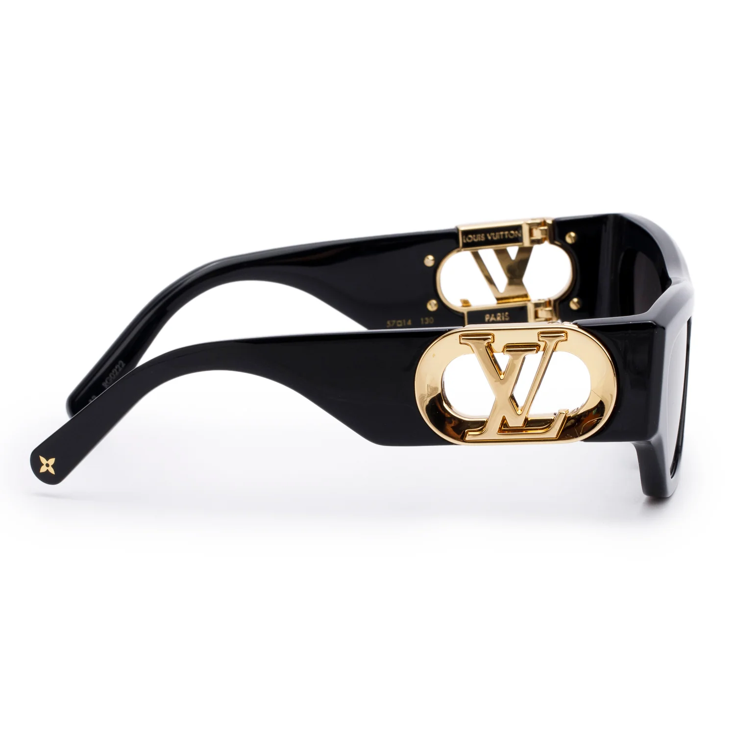 Louis Vuitton 2022 Z1661E Black Acetate LV Link Cat-Eye Sunglasses w/ Box & Case - Image 3