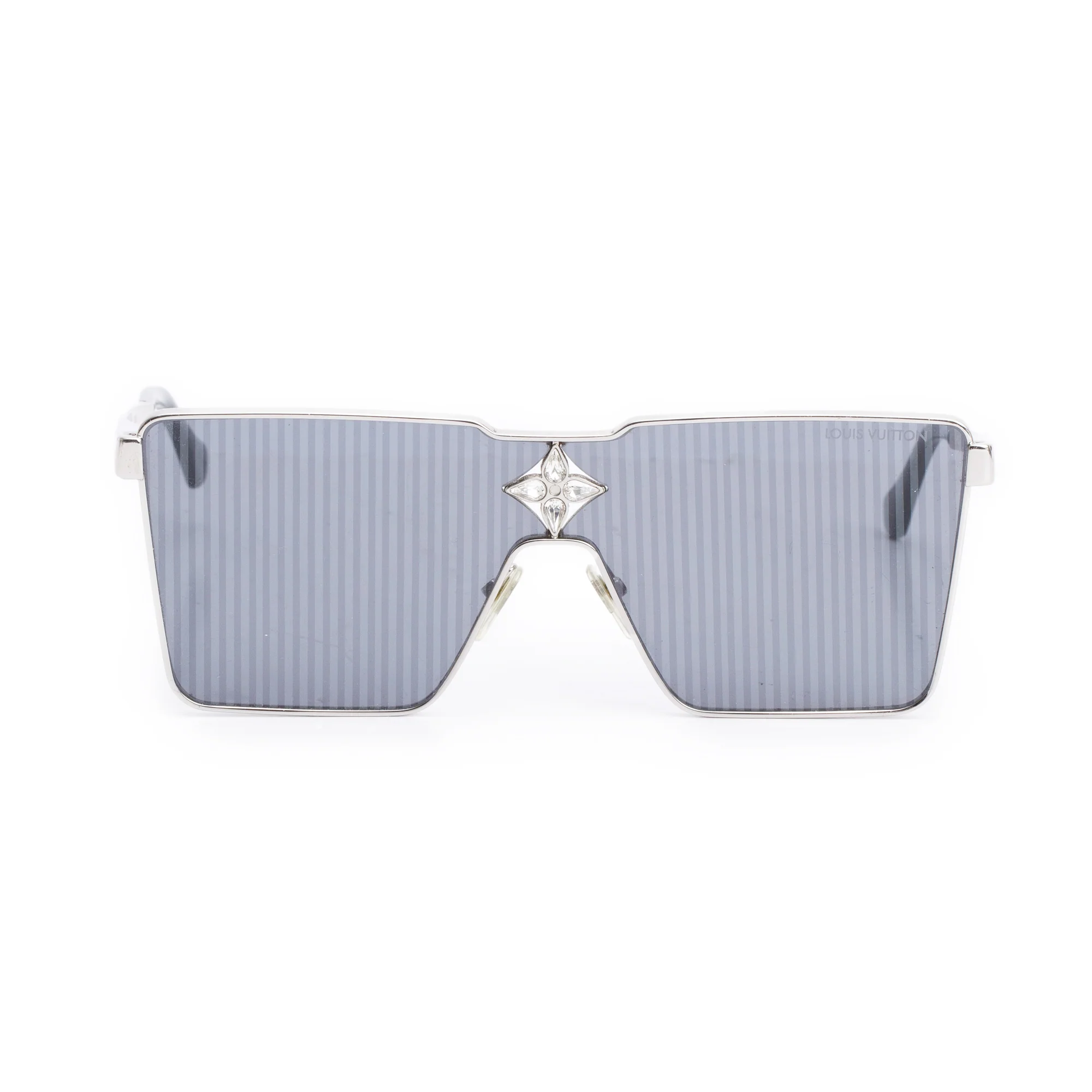 Louis Vuitton 2022 Z1815U Black Acetate Silver Tone Cyclone Metal Sunglasses