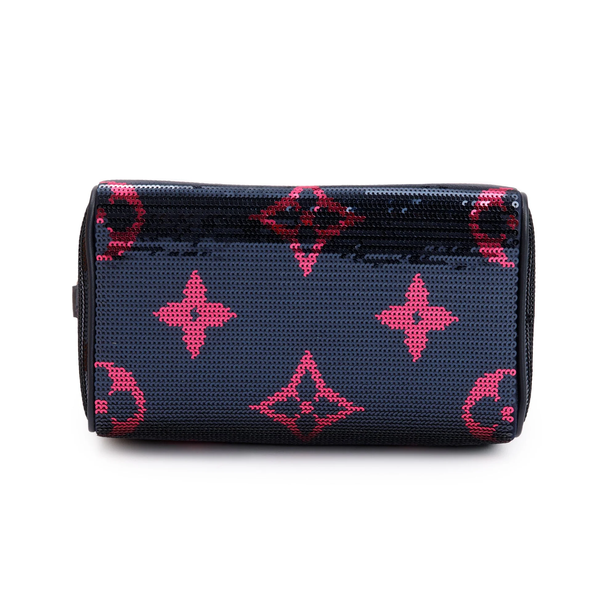 Louis Vuitton 2023 Navy Fuchsia Monogram Giant Sequins Speedy Bandouliere 18 w/ Strap & Box - Image 7
