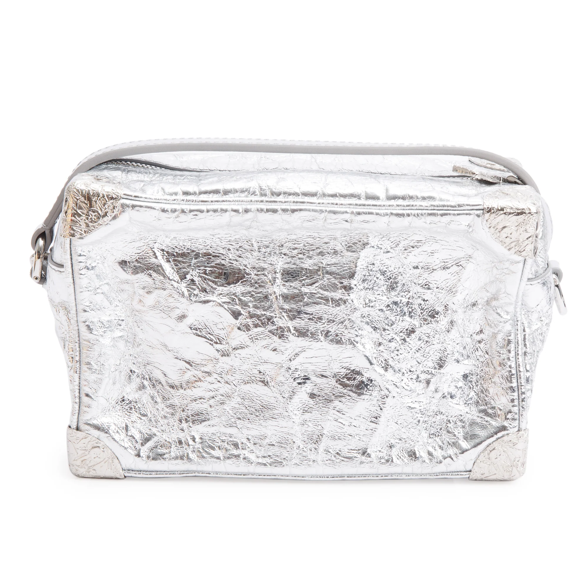 Louis Vuitton 2023 Silver Aluminum & Cowhide Leather Mini Soft Trunk Crushed Bag - Image 5