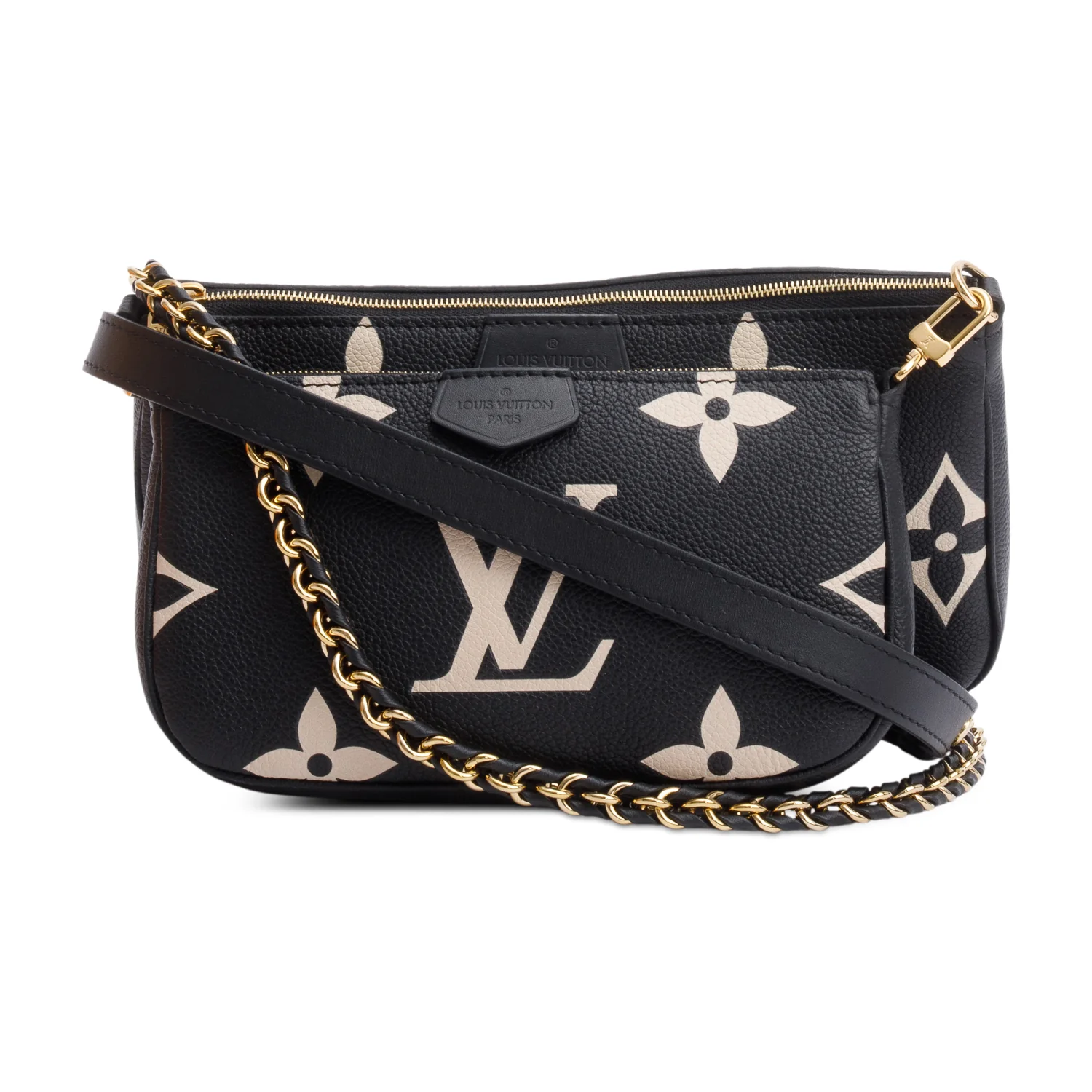 Louis Vuitton 2024 Black Monogram Bicolor Empreinte Leather Pochette Accessoires w/ Straps, Box & Receipt