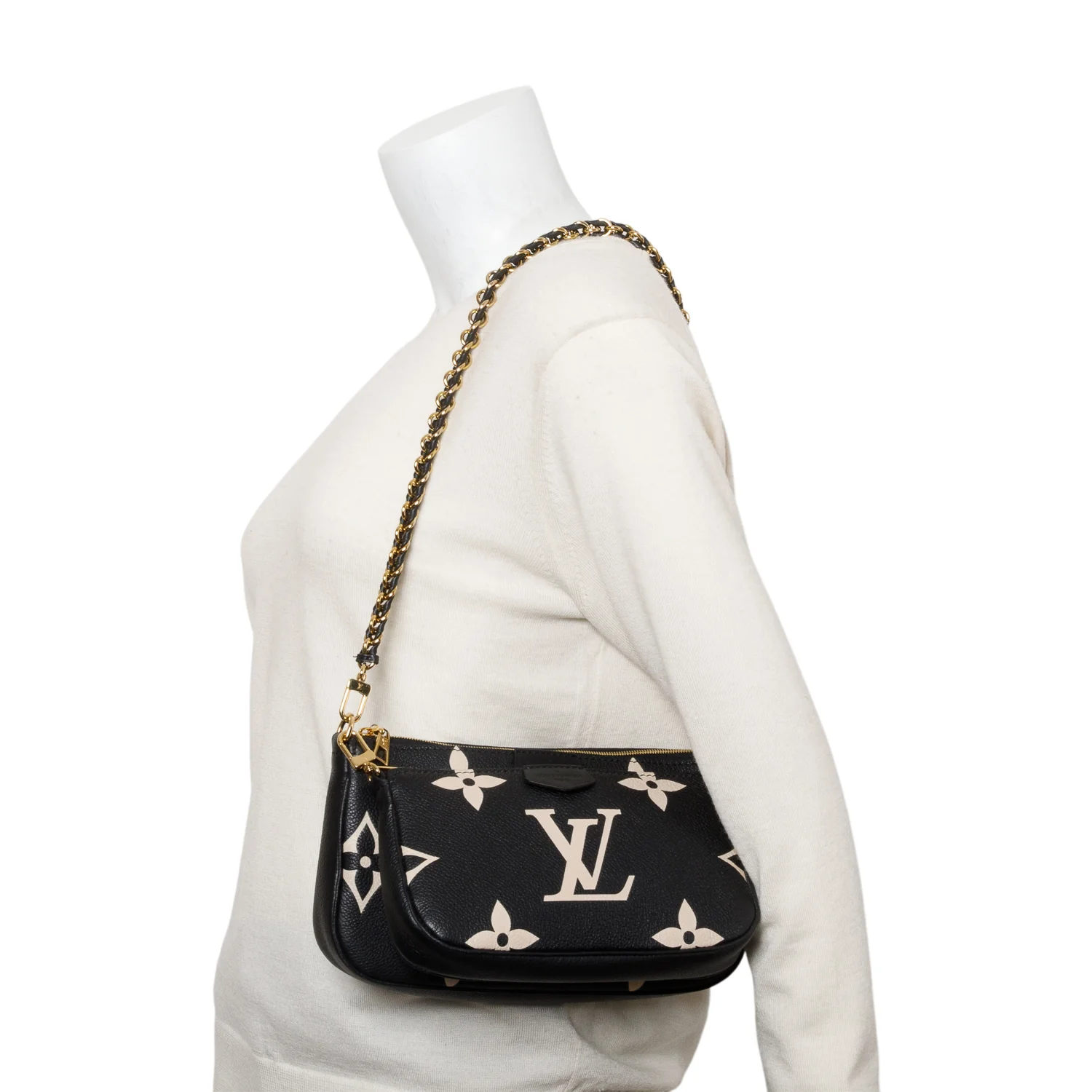 Louis Vuitton 2024 Black Monogram Bicolor Empreinte Leather Pochette Accessoires w/ Straps, Box & Receipt - Image 2