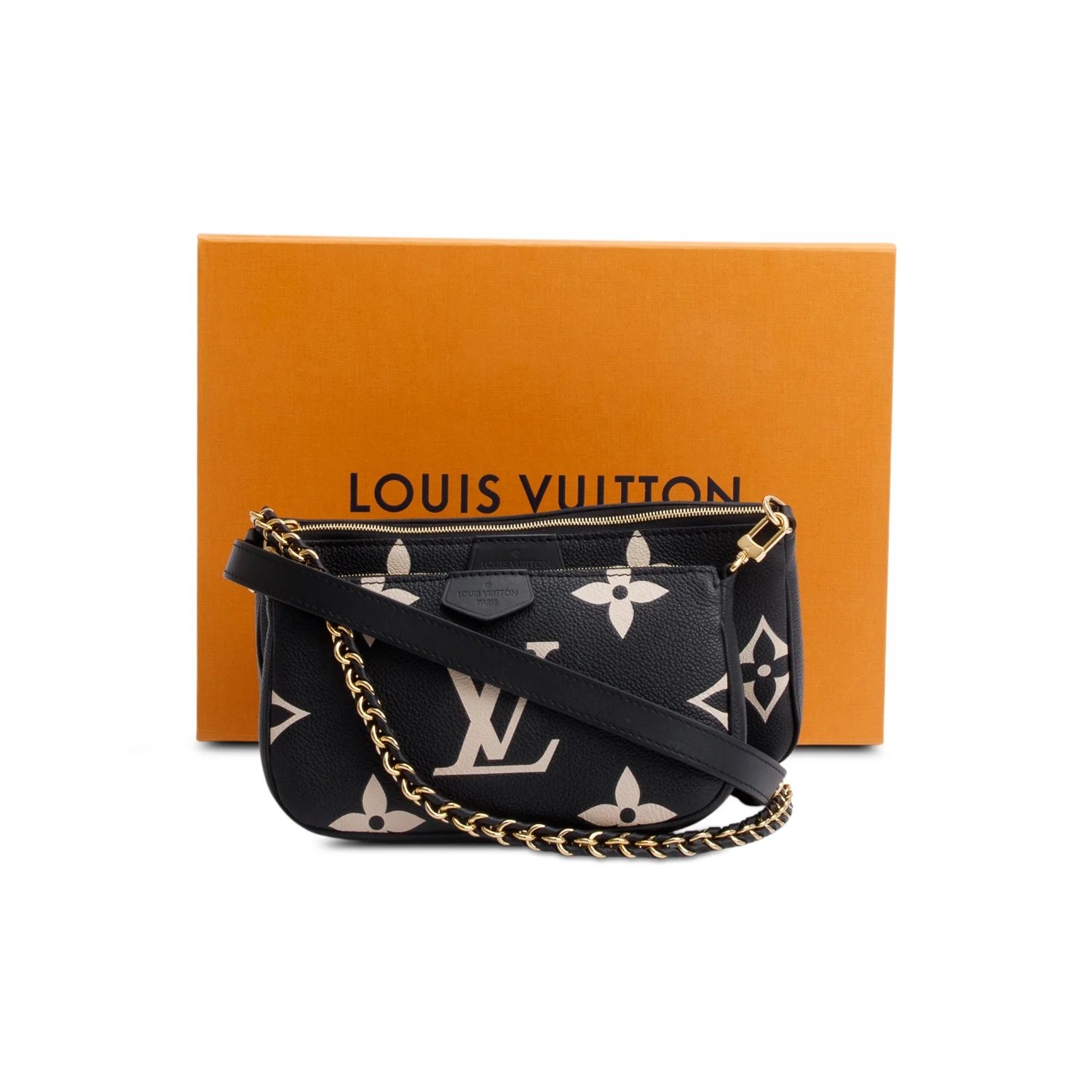 Louis Vuitton 2024 Black Monogram Bicolor Empreinte Leather Pochette Accessoires w/ Straps, Box & Receipt - Image 3