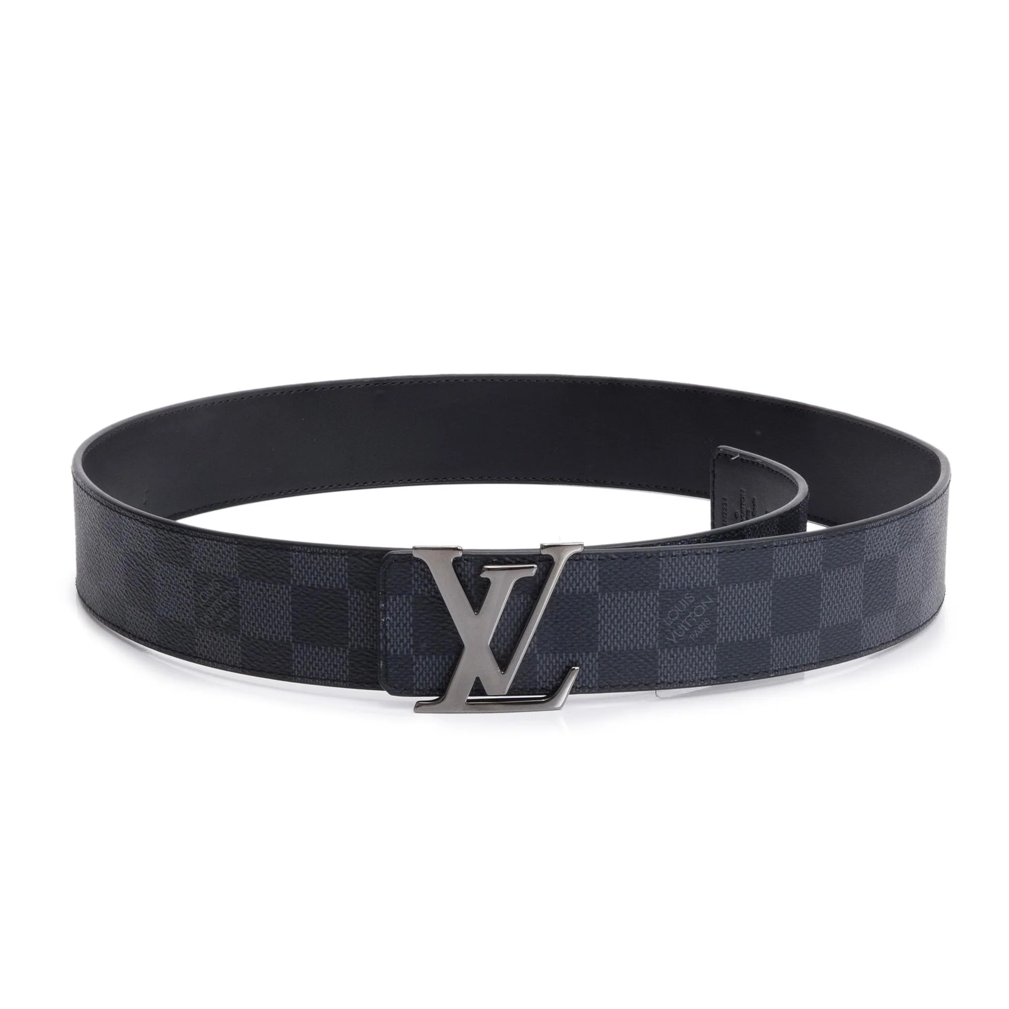 Louis Vuitton 2024 Damier Graphite Canvas & Black Leather LV Initials 40 MM Reversible Belt 85 34