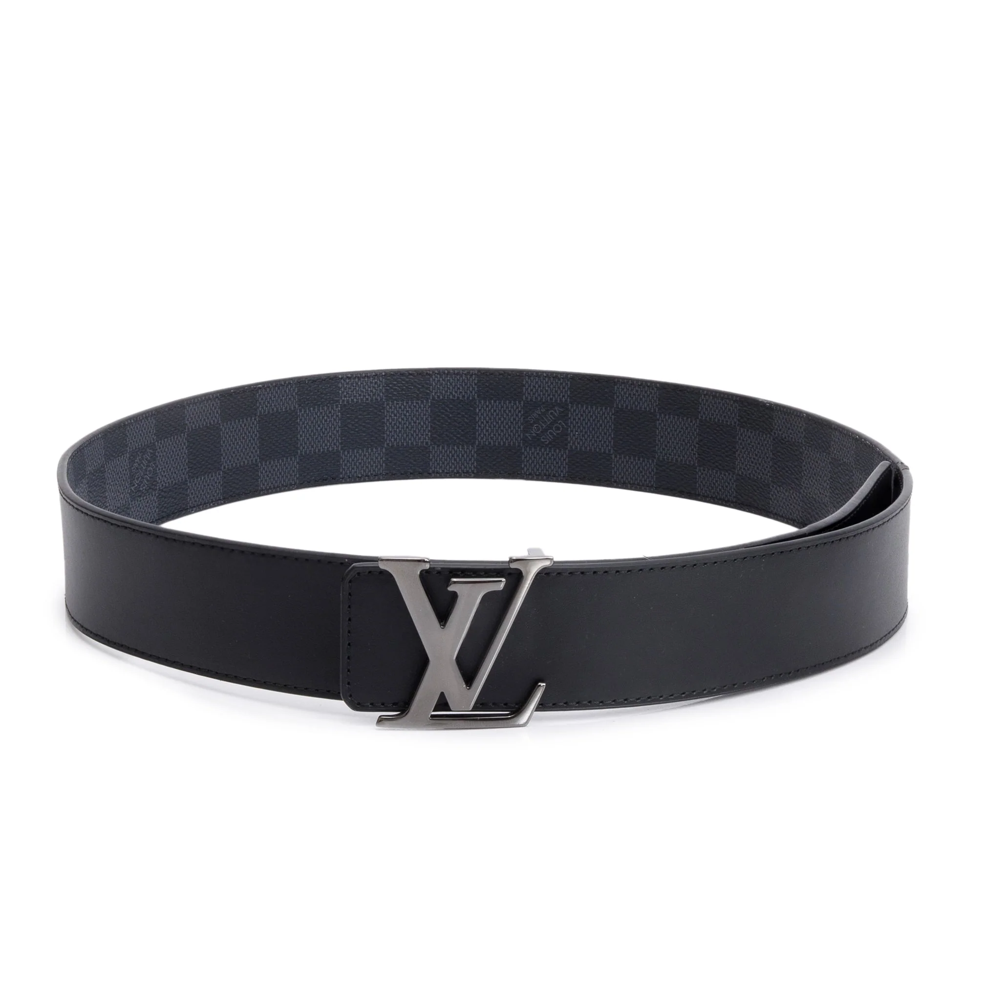 Louis Vuitton 2024 Damier Graphite Canvas & Black Leather LV Initials 40 MM Reversible Belt 85 34 - Image 2