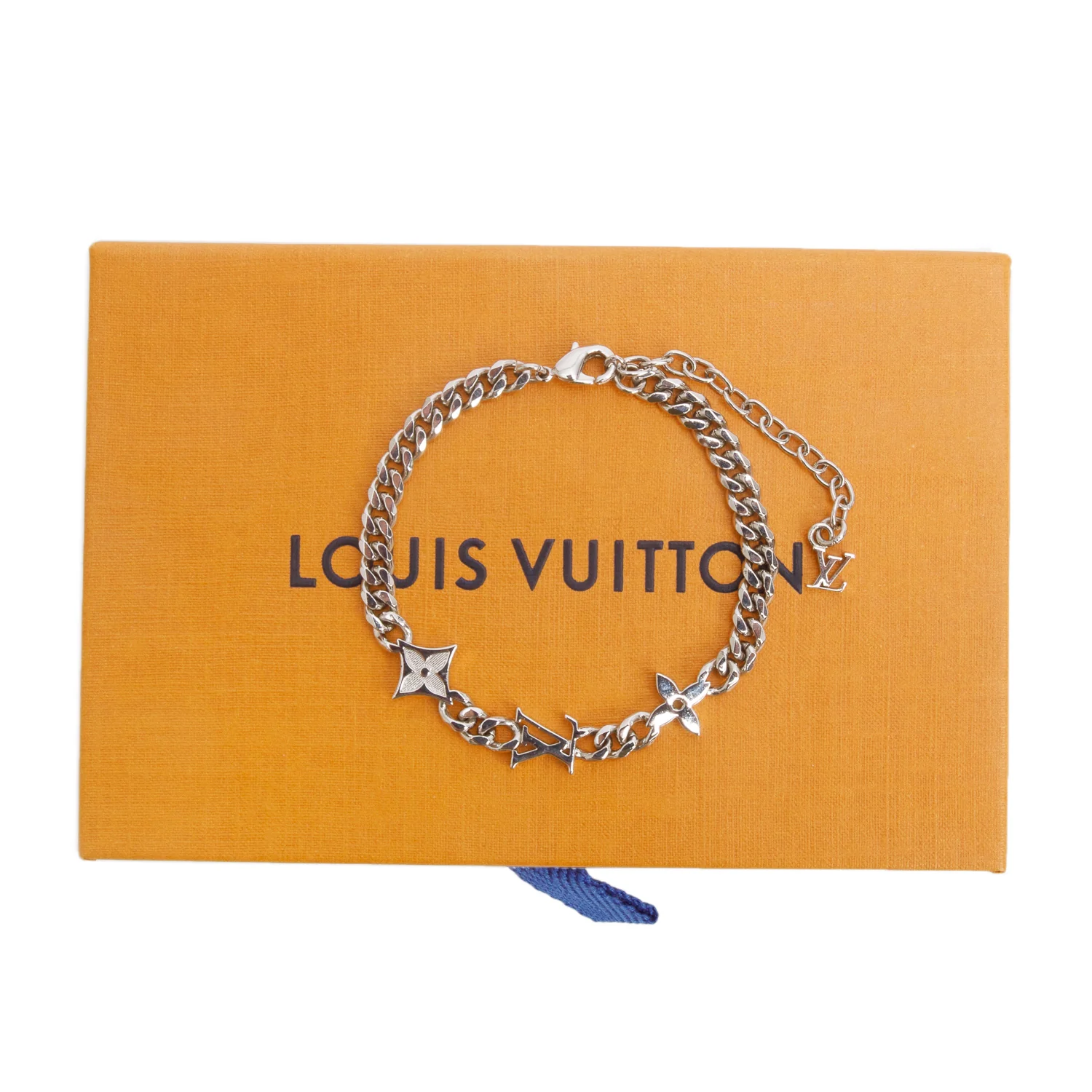 Louis Vuitton 2024 Silver-Tone Brass Monogram Row Bracelet w/ Box - Image 2