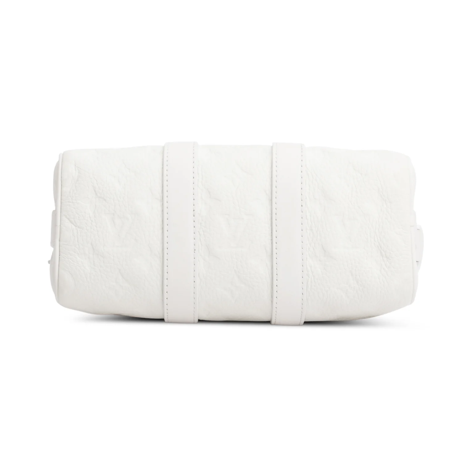 Louis Vuitton 2024 White Monogram Taurillion Leather Keepall Bandouliere 25 w/ Strap & Receipt - Image 7