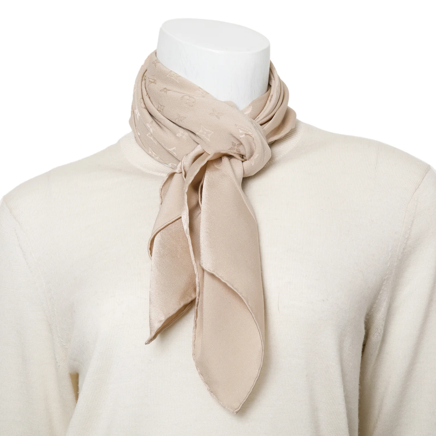 Louis Vuitton Beige Monogram Square Silk Scarf - Image 2