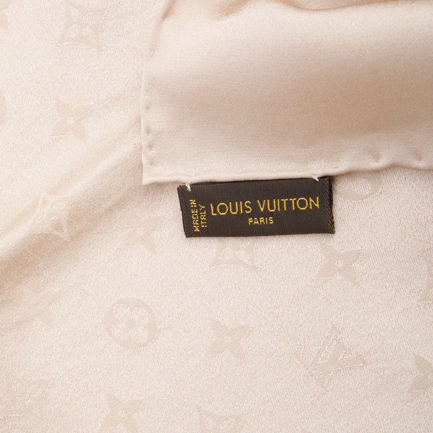 Louis Vuitton Beige Monogram Square Silk Scarf - Image 4