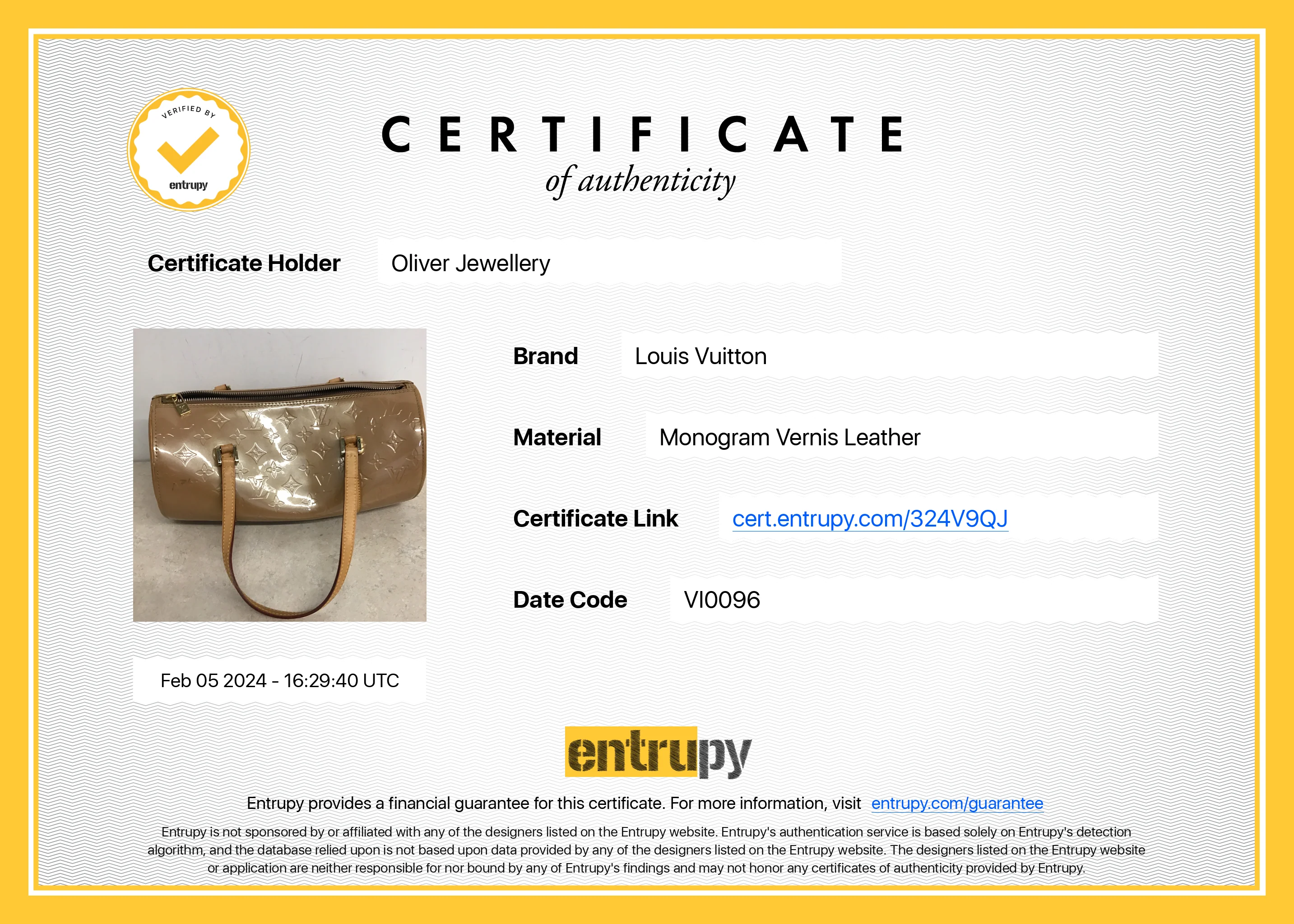 Louis Vuitton Beige Monogram Vernis Bedford Bag - Image 19
