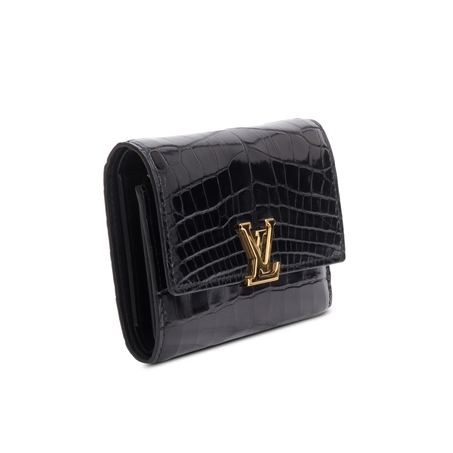 Louis Vuitton Black Alligator Capucines Compact Wallet w/ Box & Papers - Image 3