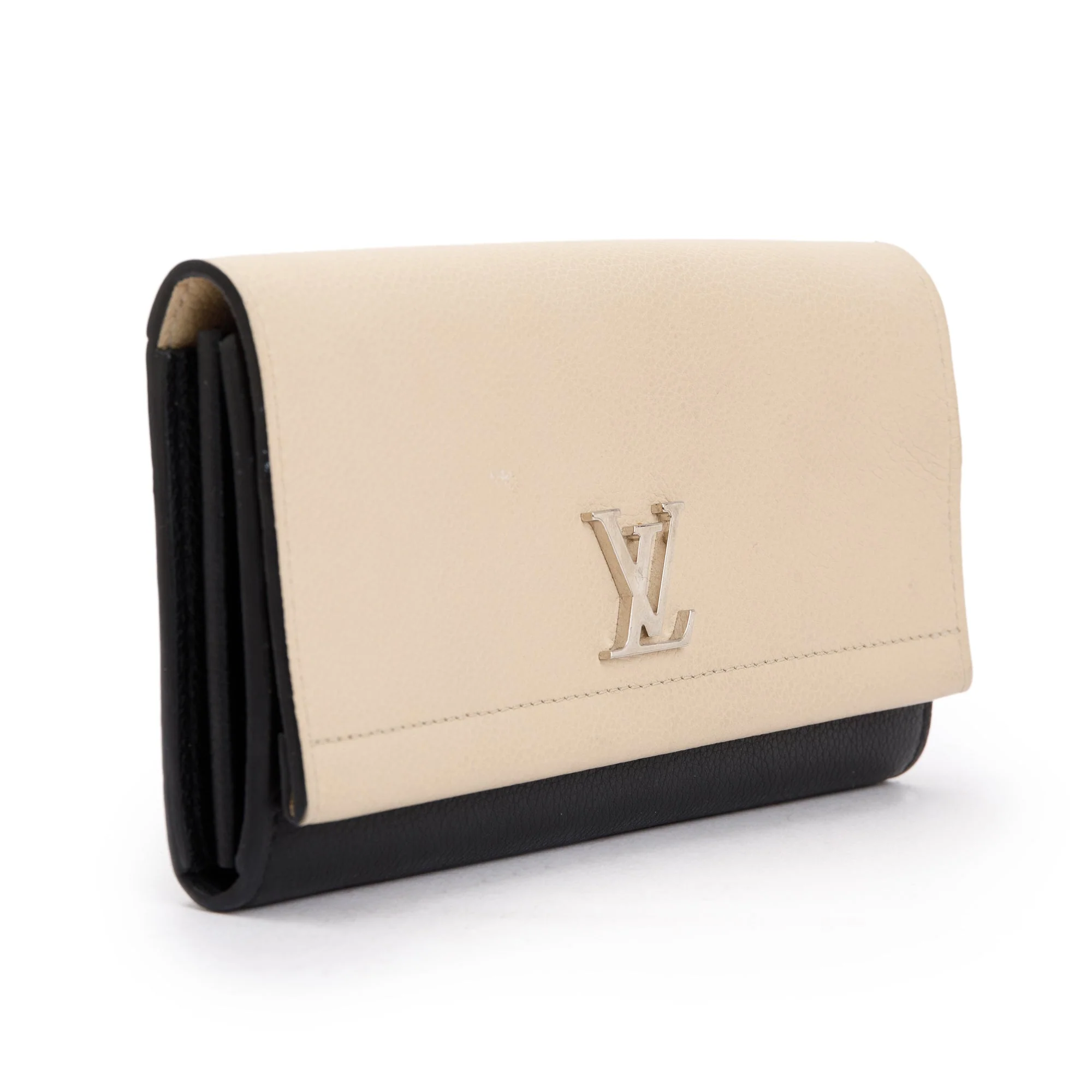 Louis Vuitton Black & Beige Calfskin Leather Lockme  Wallet - Image 2