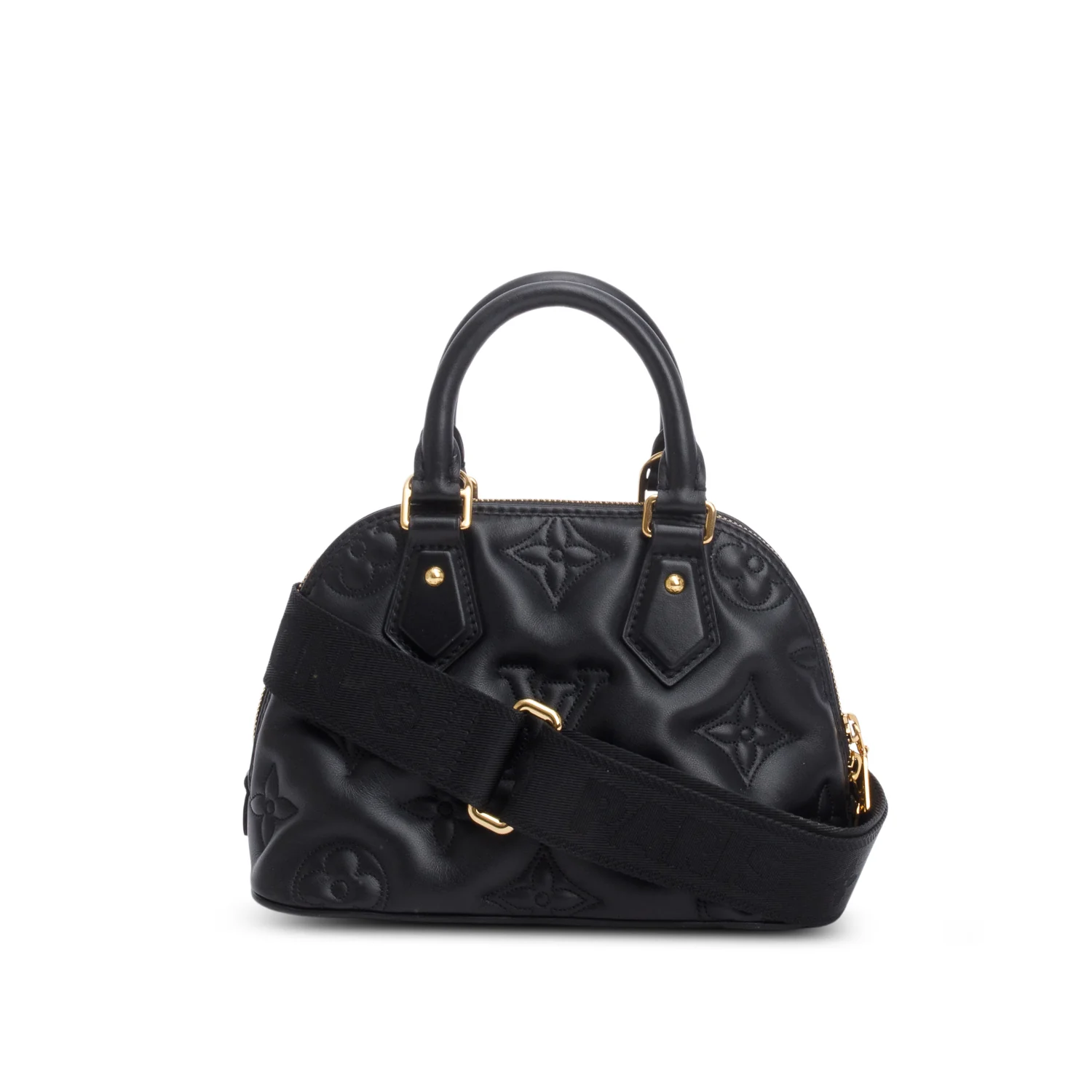 Louis Vuitton Black Calfskin Bubblegram Alma BB w/ Strap