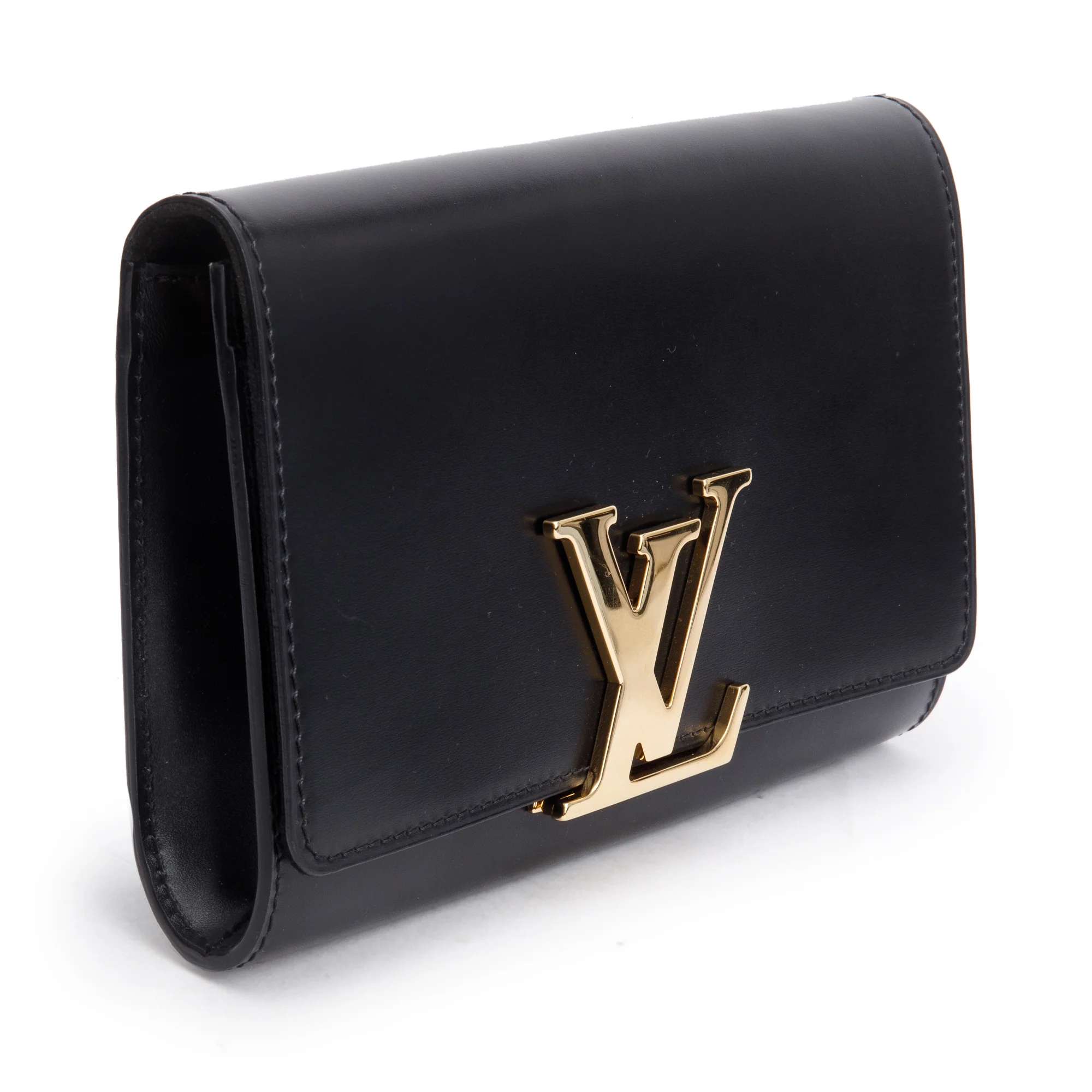 Louis Vuitton Black Calfskin Louise Chain Clutch MM w/ Box & Receipt - Image 5