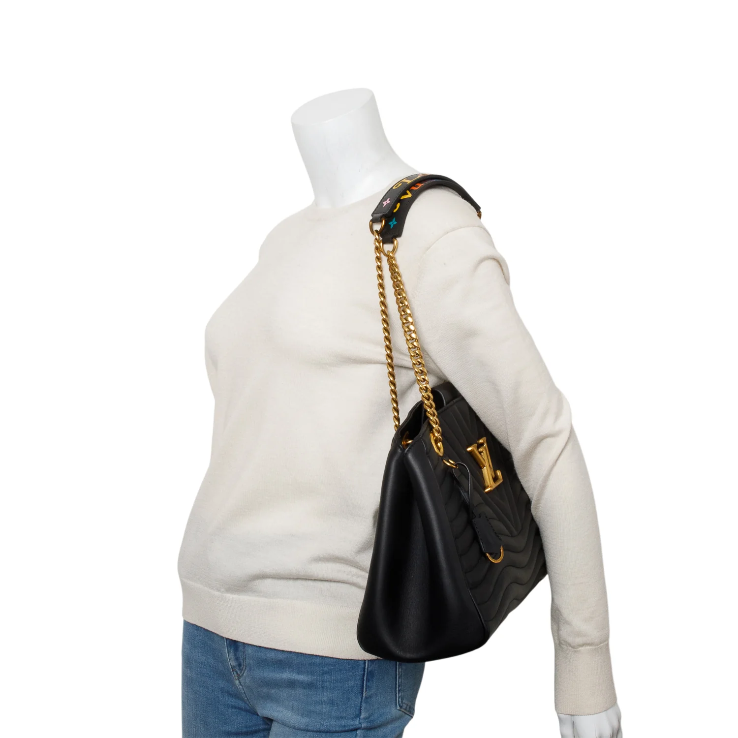 Louis Vuitton Black Calfskin Quilted New Wave Chain Tote - Image 2