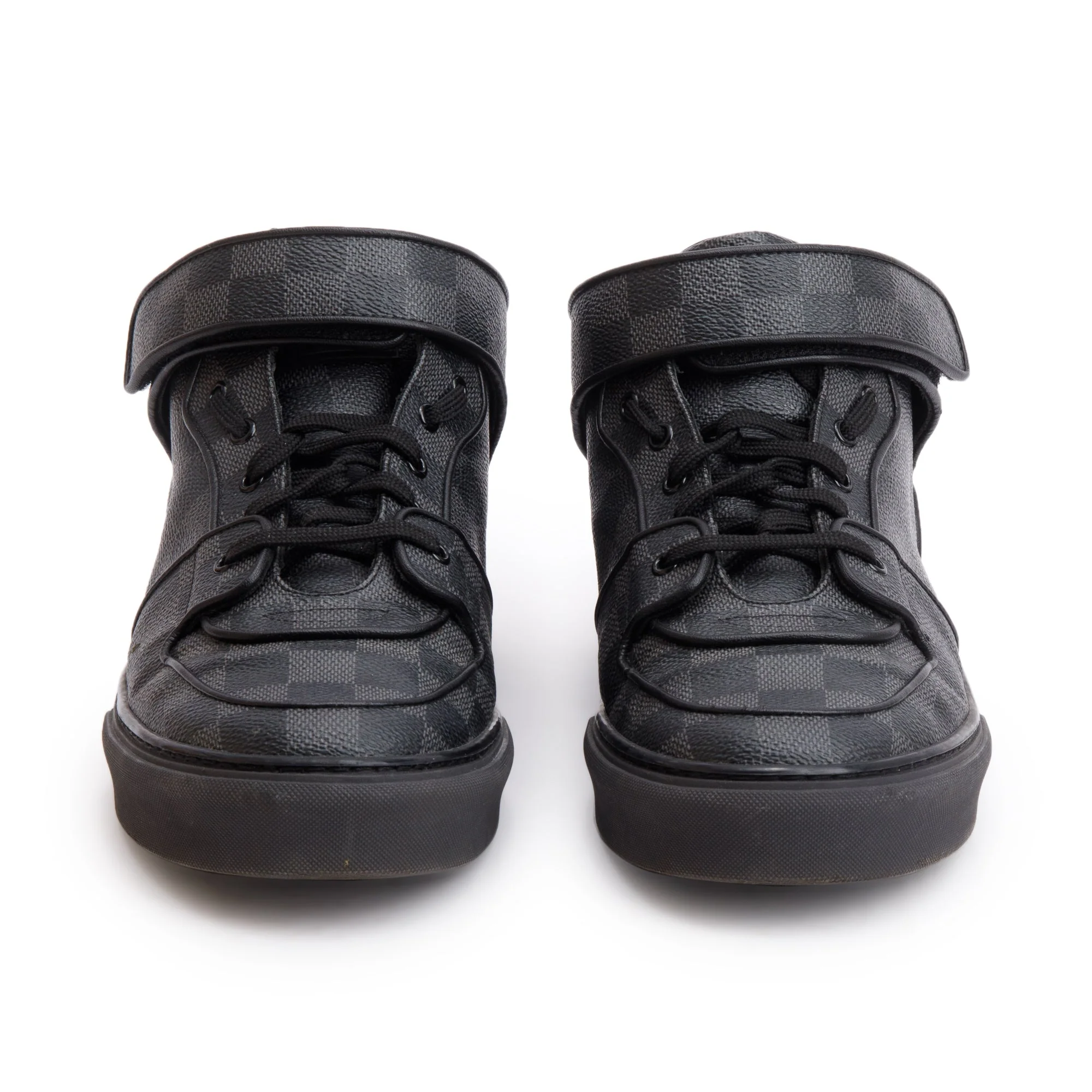 Louis Vuitton Black Damier Graphite Canvas Acapulco Mid-Top Sneakers, Size 9 w/ Box - Image 4