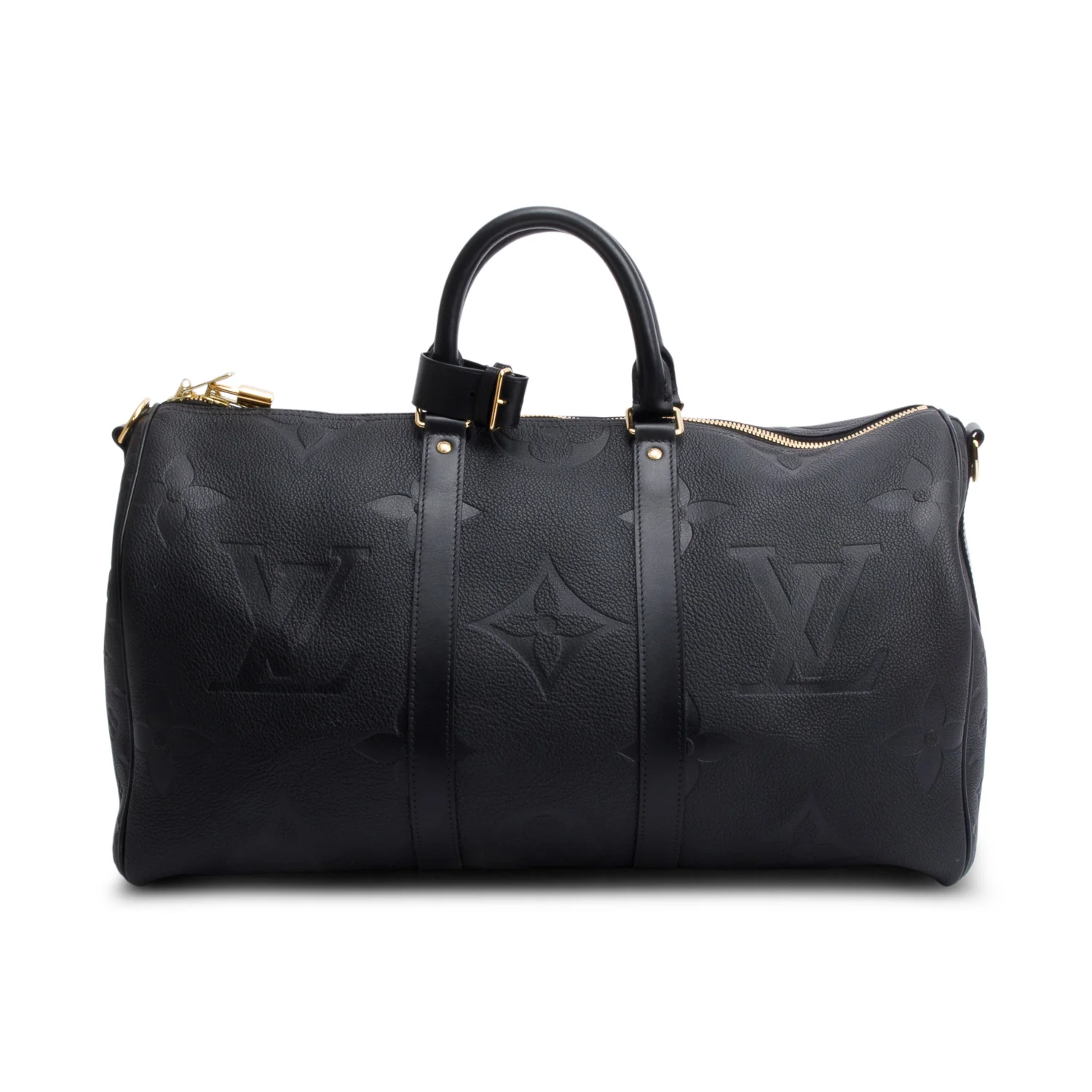 Louis Vuitton Black Embossed Monogram Giant Leather Keepall Bandouliere 45 - Image 3