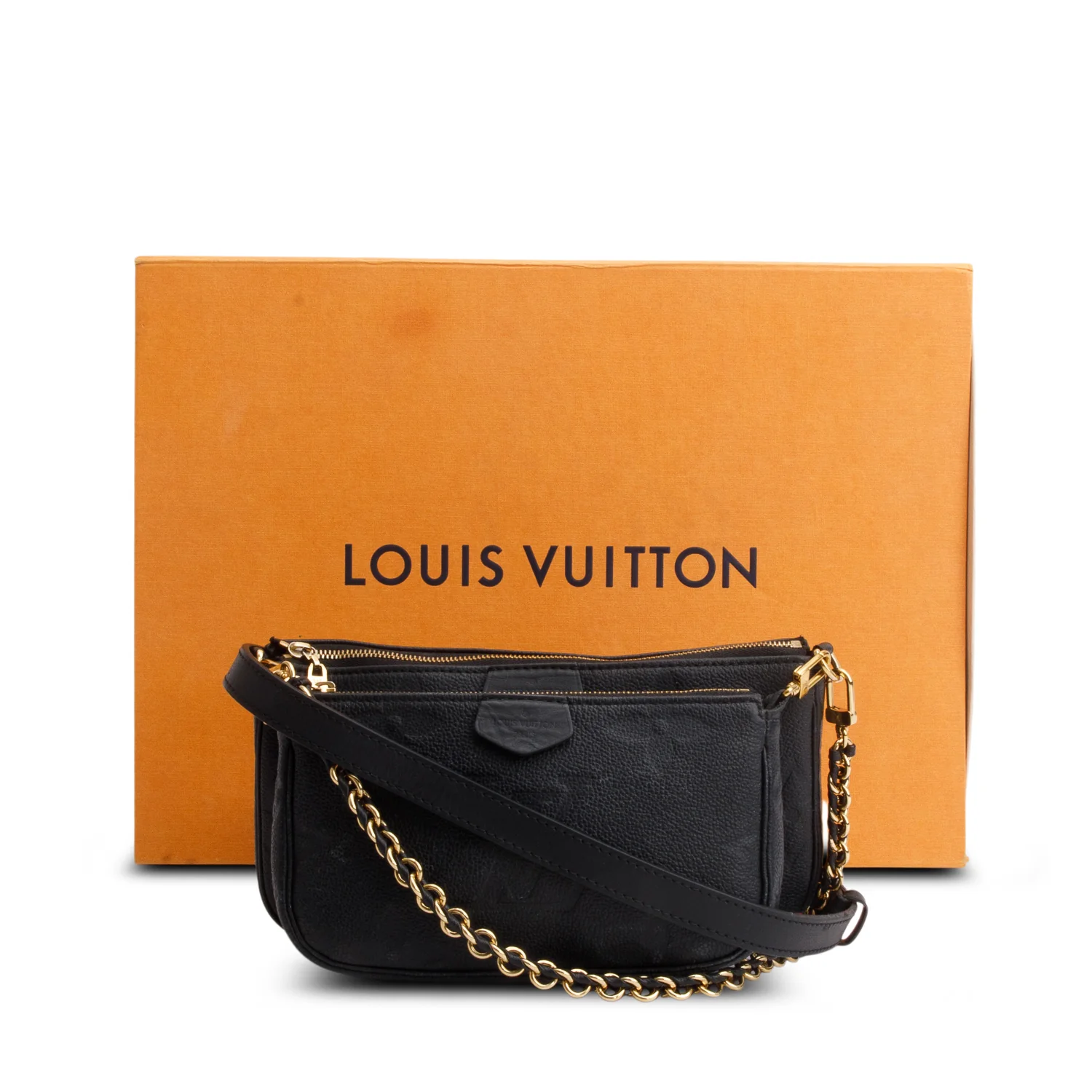 Louis Vuitton Black Empreinte Monogram Giant Multi Pochette Accessories w/ Straps & Box - Image 3