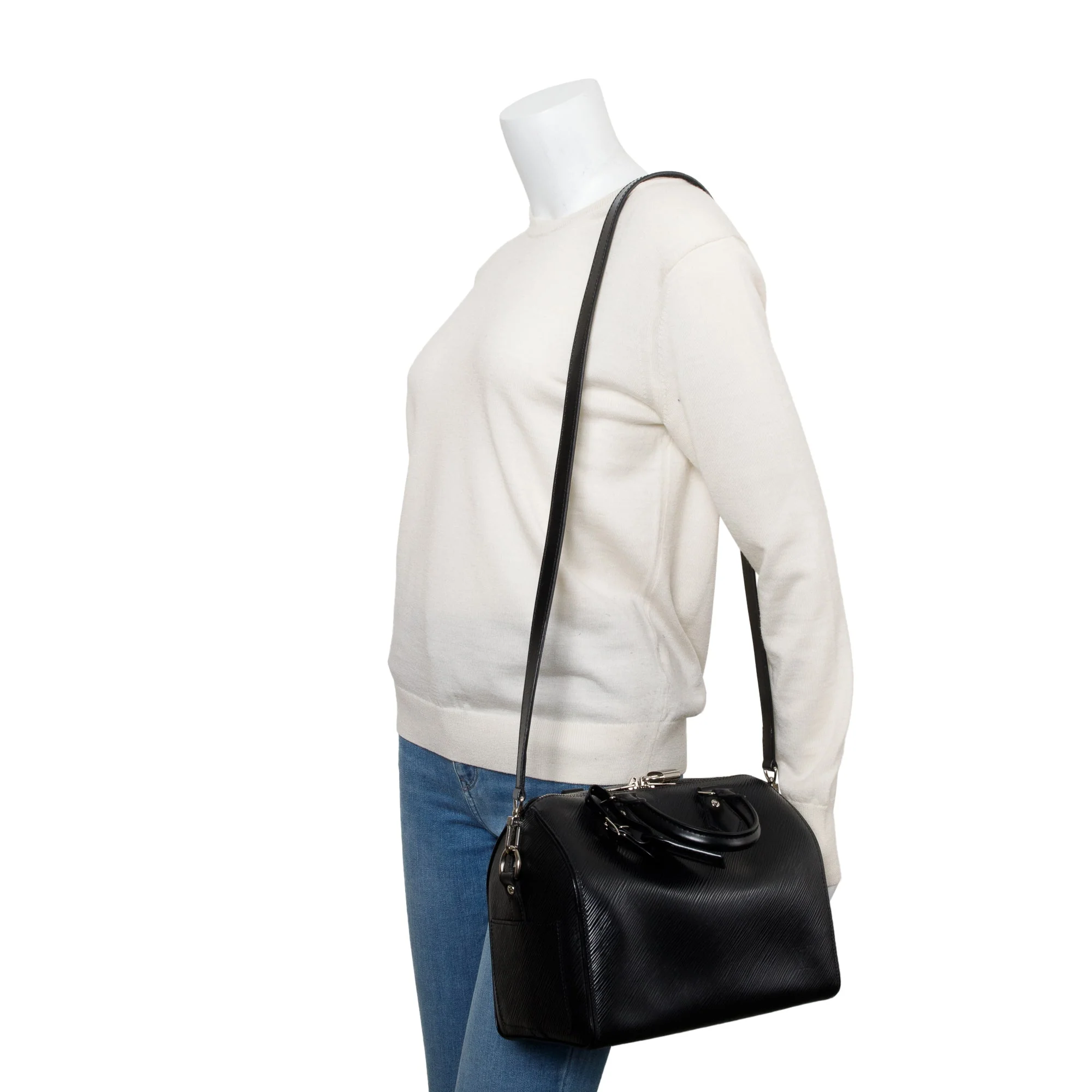 Louis Vuitton Black Epi Leather Speedy Bandouliere 25 w/ Strap - Image 2