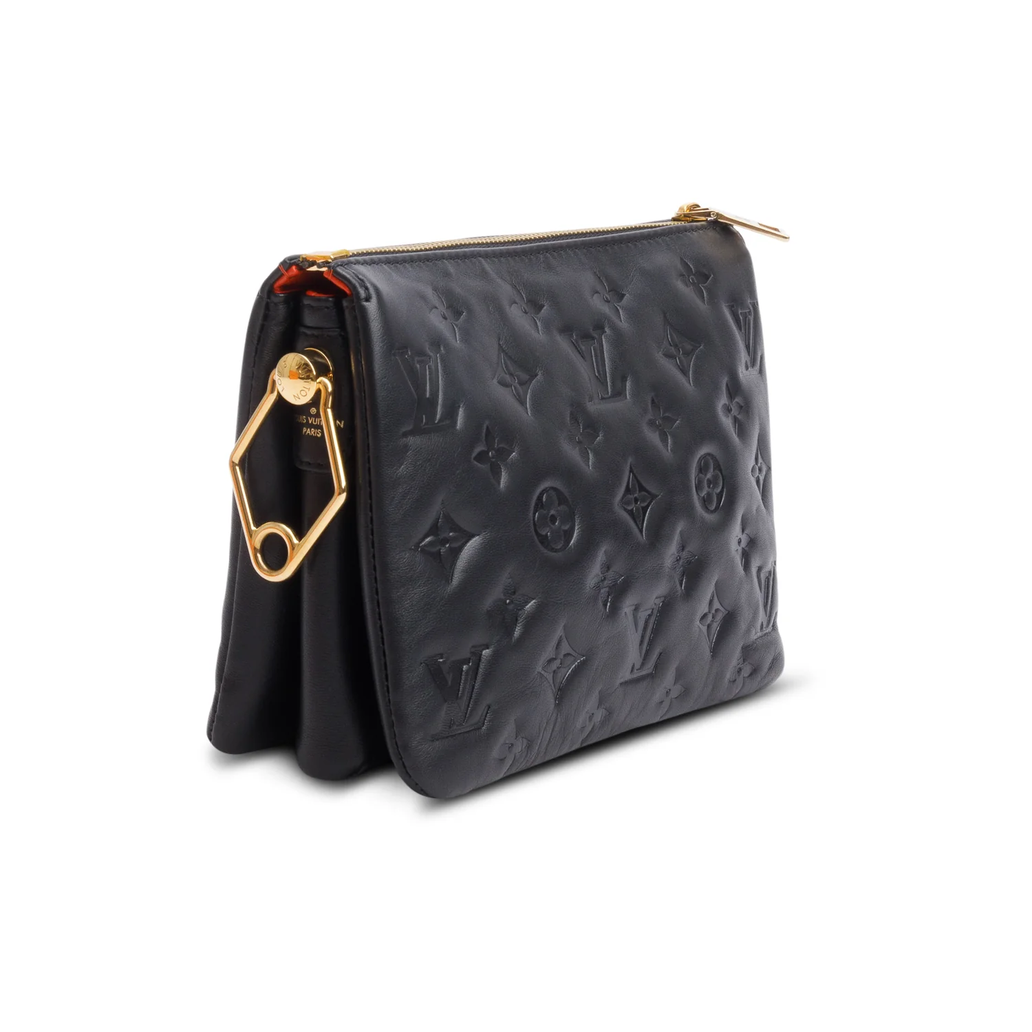 Louis Vuitton Black Lambskin Embossed Monogram Coussin BB w/ Box & Straps - Image 6