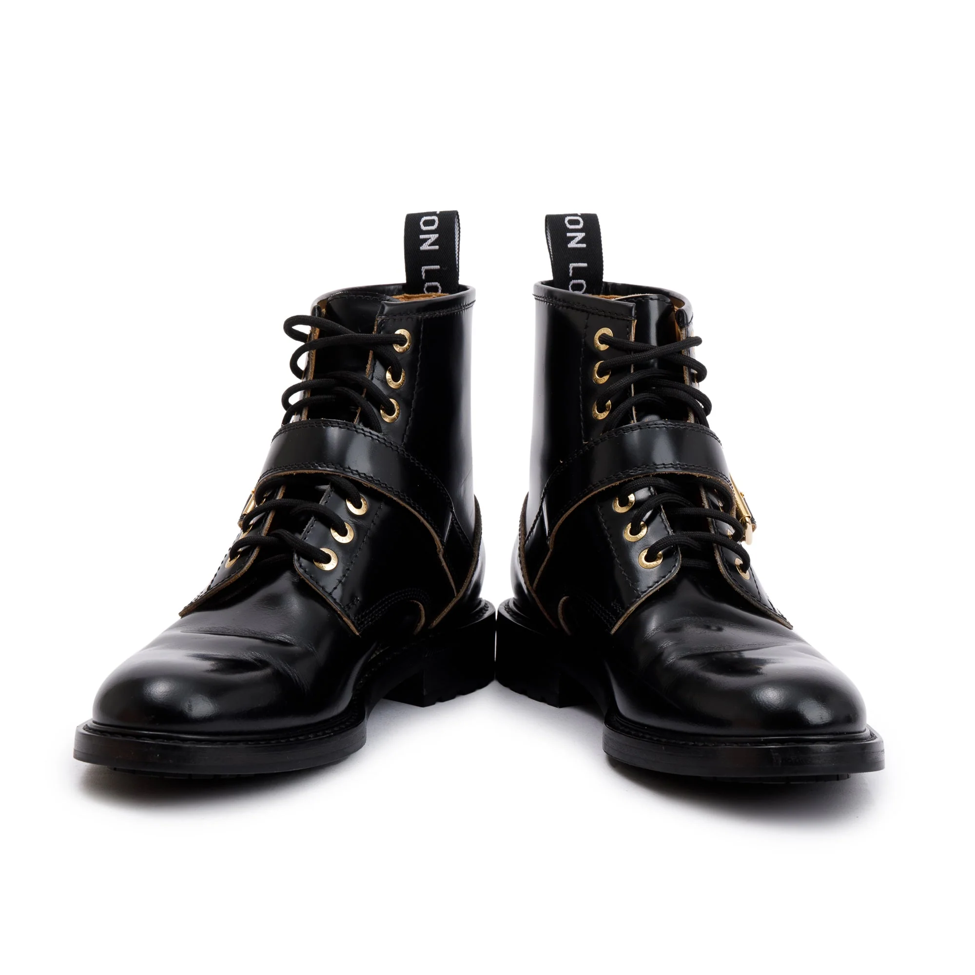 Louis Vuitton Black Leather Combat Boots, Size 8 w/ Box - Image 5